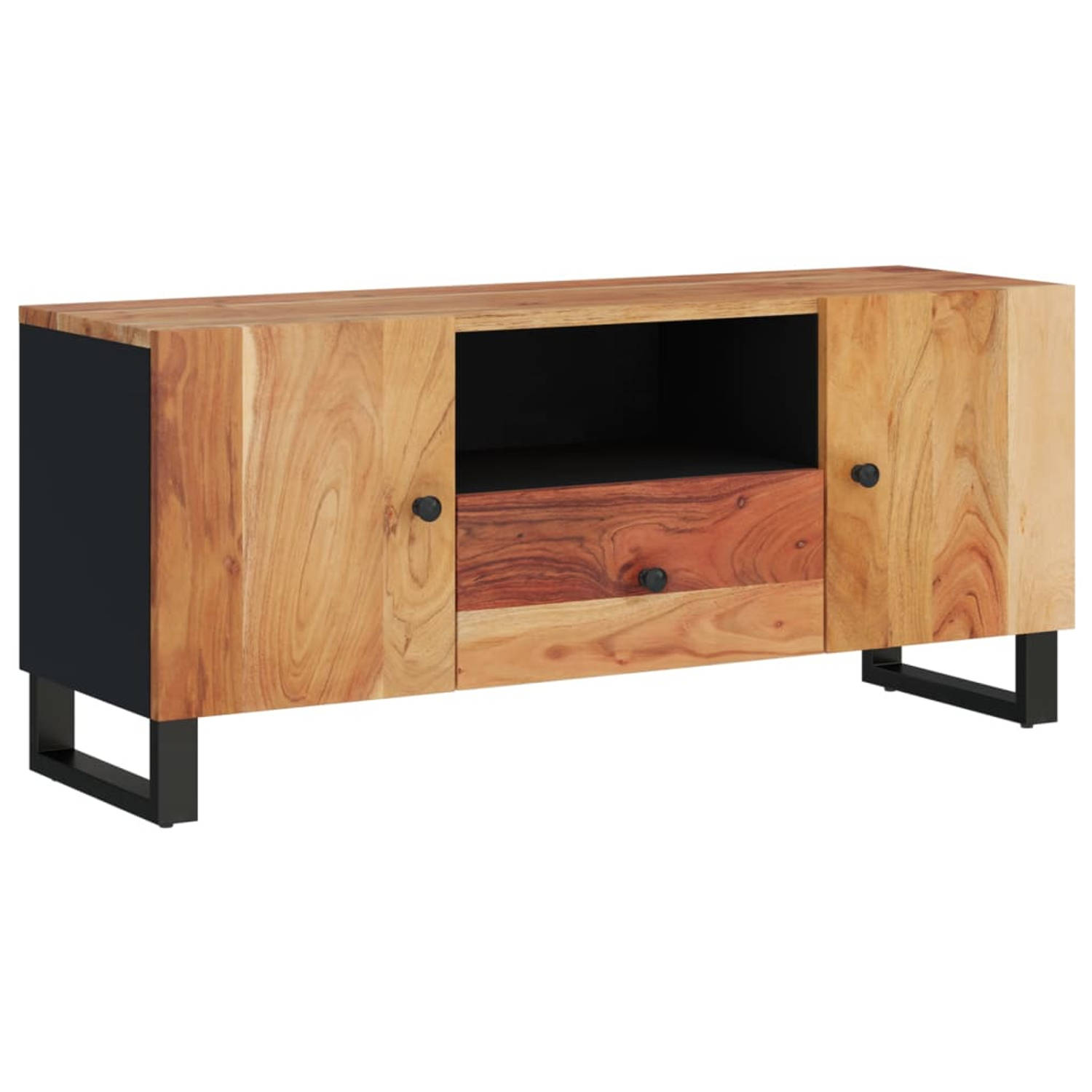 The Living Store TV-meubel - Acaciahout - 105 x 33.5 x 46 cm - Met opbergruimte - Stabiele poten - Uitstalfunctie - Handleiding inbegrepen - Kleur en nerf variëren