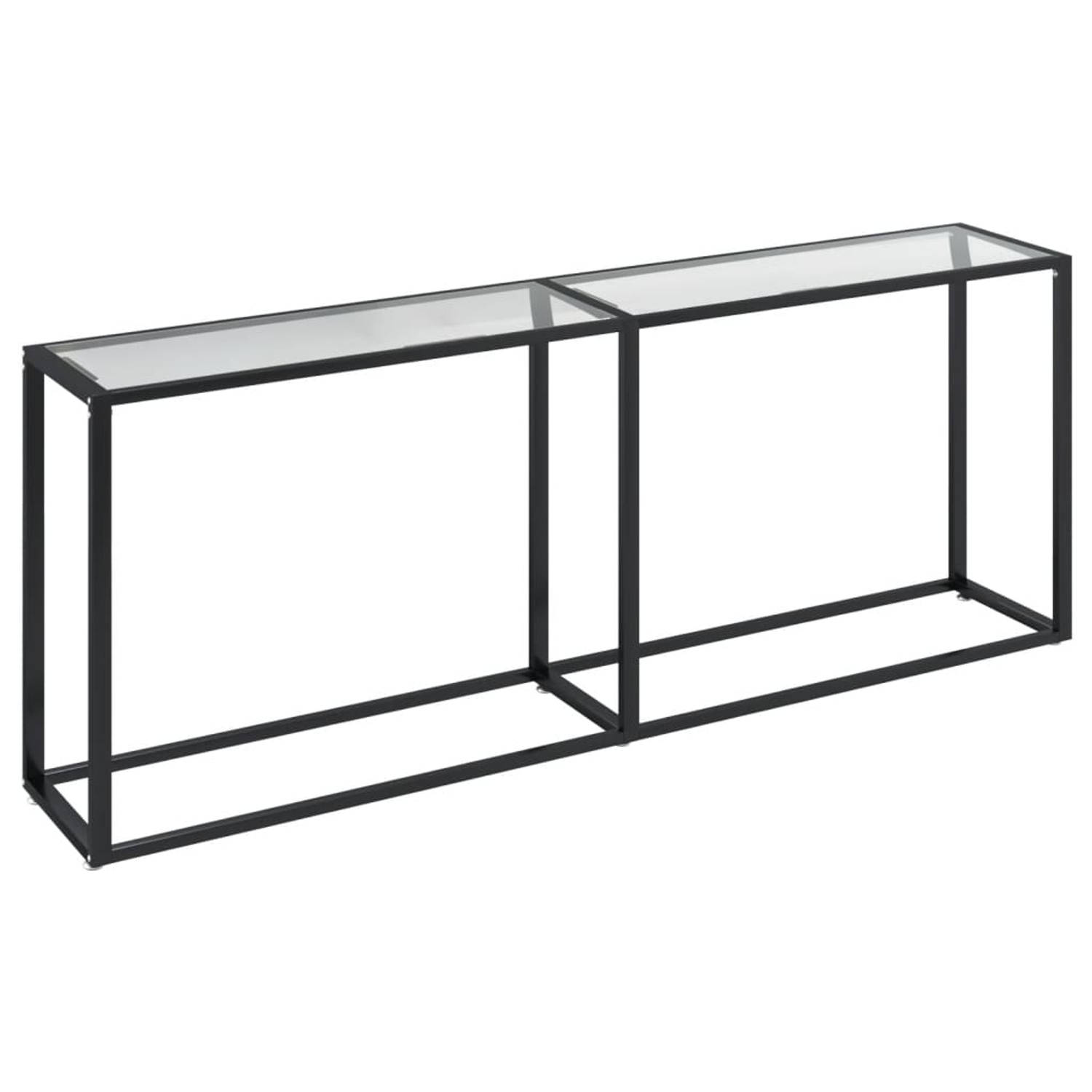 The Living Store Wandtafel - Transparant gehard glas en gepoedercoat staal - 200 x 35 x 75.5 cm - Met extra opbergruimte