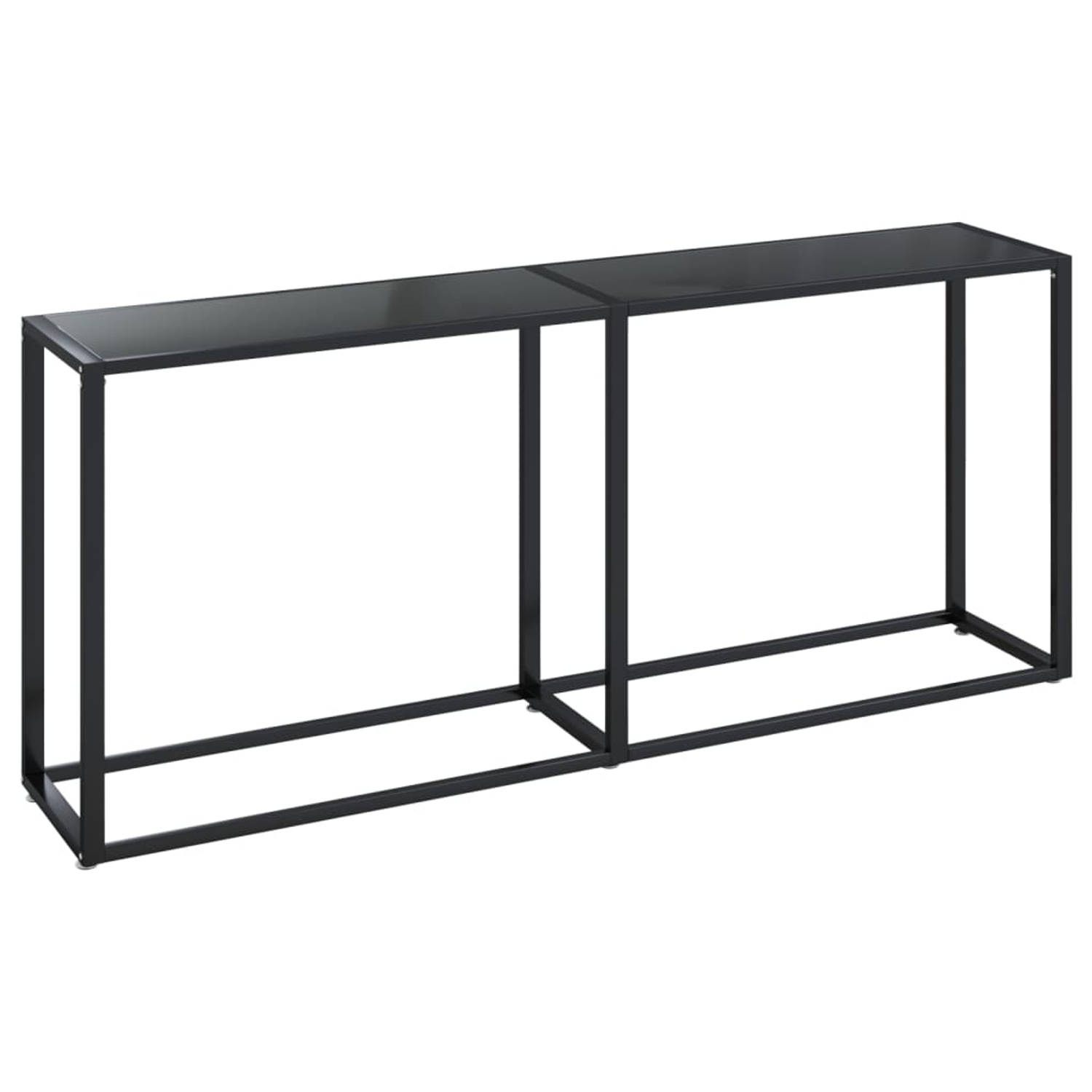 The Living Store Wandtafel Home - 180 x 35 x 75.5 cm - eenvoudig - stijlvol - zwart - gehard glas - gepoedercoat staal