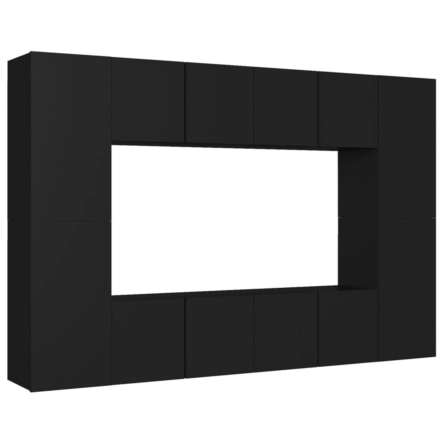 The Living Store TV-meubel Stereokast - zwart spaanplaat - 60x30x30 cm (L) / 30.5x30x60 cm (M) - Montage vereist - 4x tv-meubel (L) + 4x tv-meubel (M)