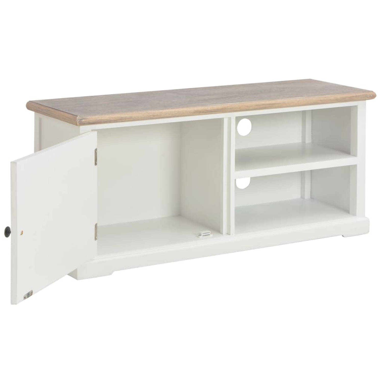 The Living Store TV-meubel Hifi-kast Afmetingen- 90 x 30 x 40 cm Kleur- wit en houtkleur Materiaal- 