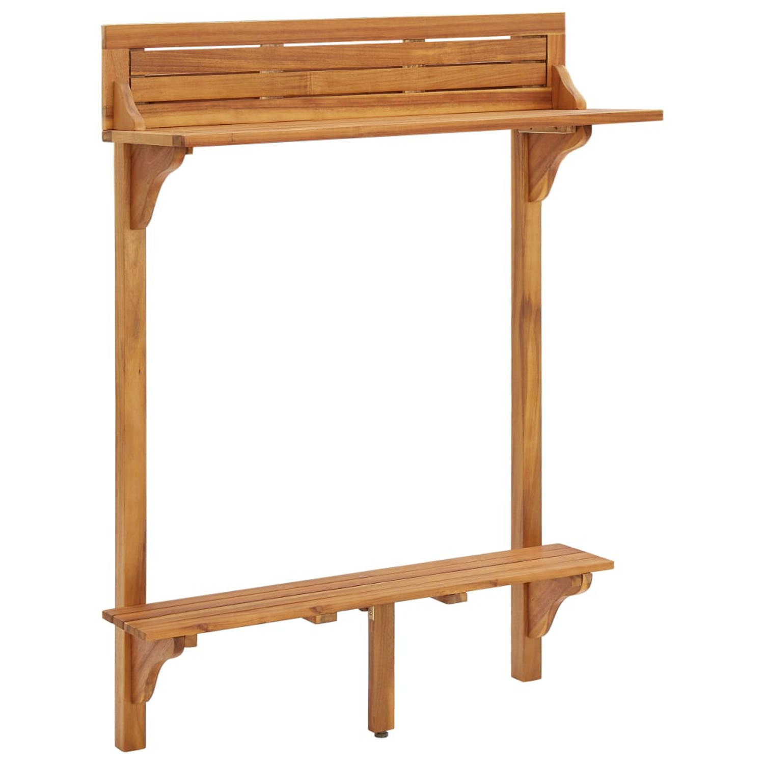 The Living Store Houten Bartafel - Massief Acaciahout - 90x37x122.5 cm - Inclusief Beugels