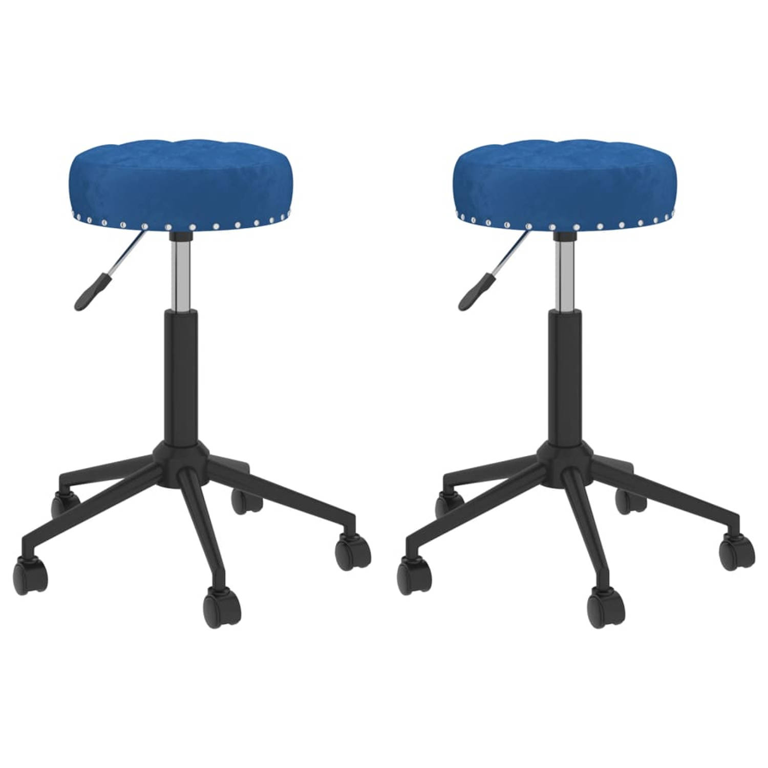 The Living Store Eetkamerstoelen draaibaar 2 st fluweel blauw - Eetkamerstoel