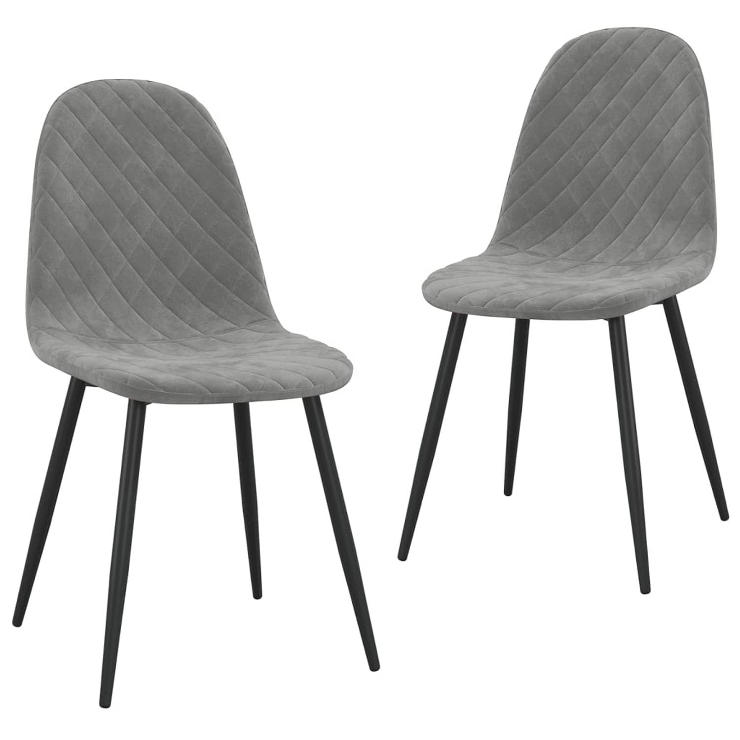 The Living Store Eetstoelen - Minimalistisch en elegant - Dikke - zacht aanvoelende bekleding - Gepoedercoat metalen poten - Lichtgrijs - 45 x 53.5 x 87 cm (B x D x H) - 2 x stoel