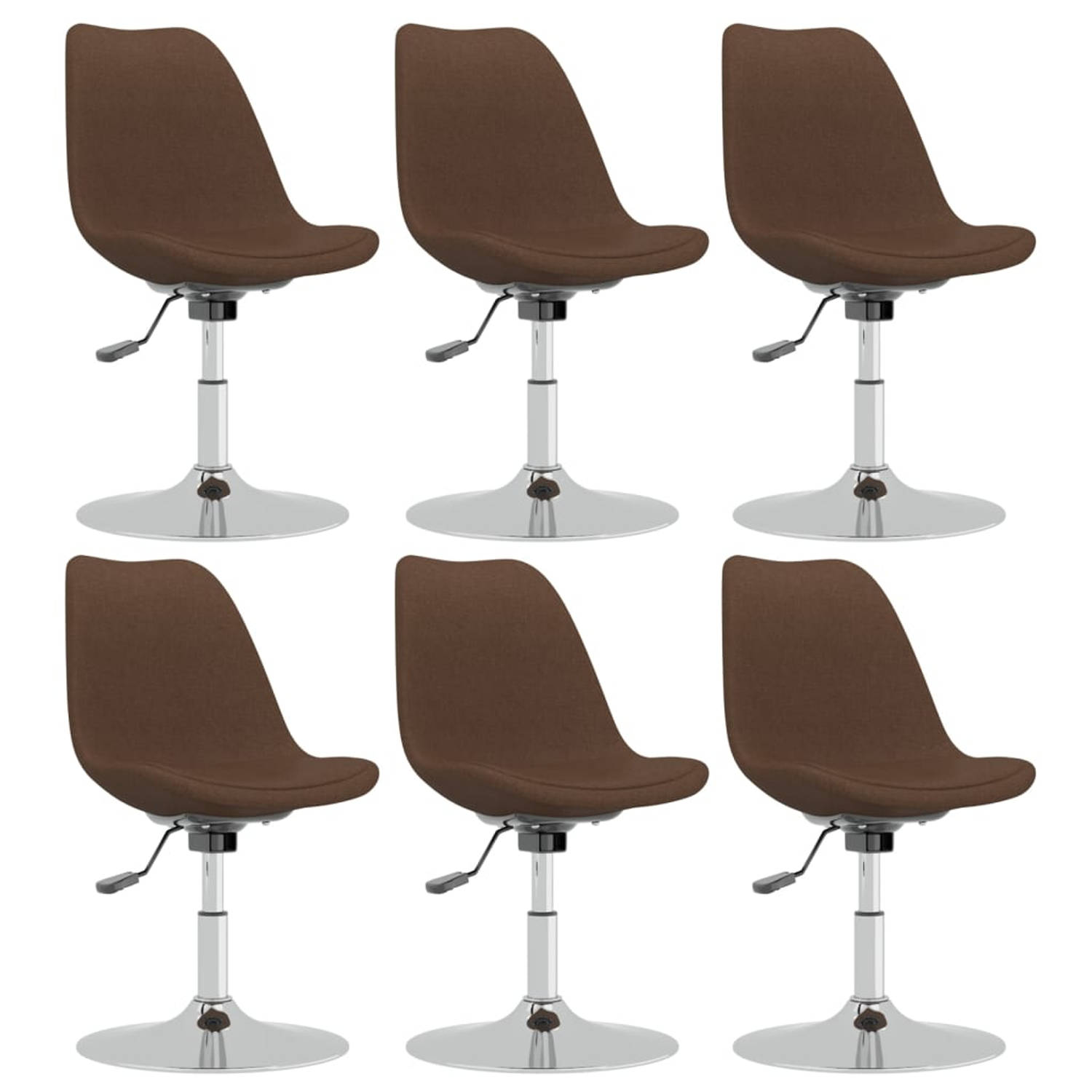 The Living Store Eetkamerstoel Bruin 49 x 45 cm - Comfortabele en duurzame stoel met verstelbare hoogte en 360 graden draaibaar - Verchroomd metalen frame - Set van 6 stoelen