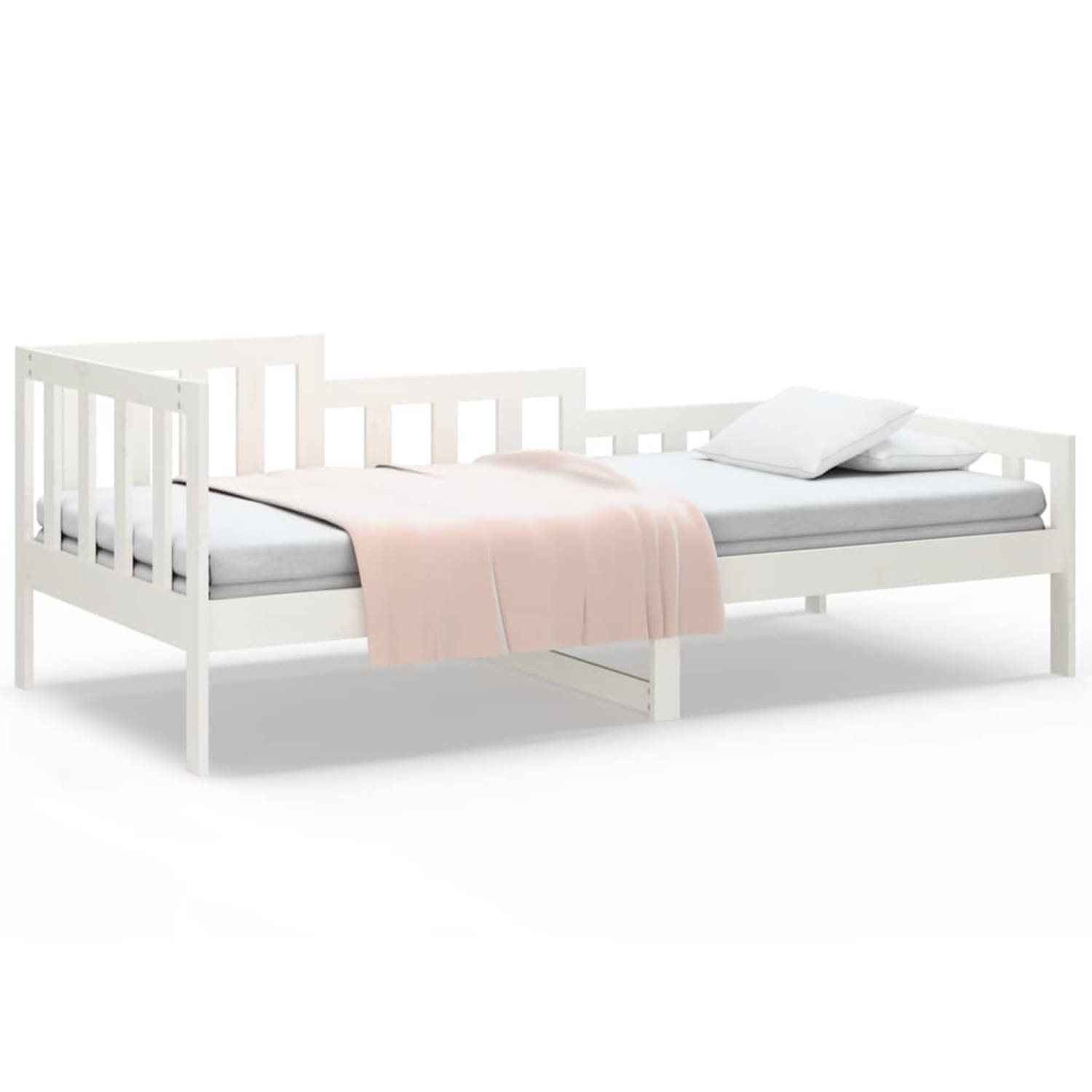 The Living Store Slaapbank 90x190 cm massief grenenhout wit - Slaapbank - Slaapbanken - Bedbank - Bed - Bedframe - Houten Bedframe - Bedbodem - Logeerbed - Slaapmeubel - Ledikant -