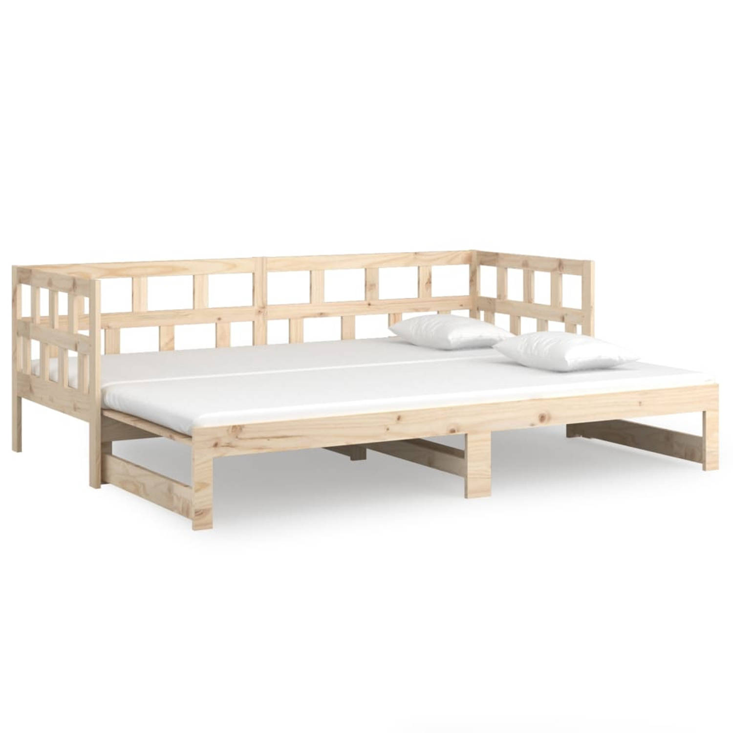 The Living Store Slaapbank uitschuifbaar massief grenenhout 2x(90x190) cm - Slaapbank - Slaapbanken Bedbank - Bed Bank - Slaap Bank - Houten Bedbank - Houten Slaapbank - Logeerbed