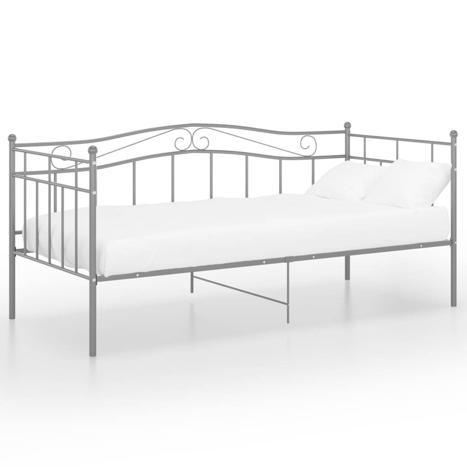 The Living Store Slaapbankframe metaal grijs 90x200 cm - Bedbankframe - Bedbankframes - Slaapbankframe - Slaapbankframes - Bedframe - Bedframes - Ledikant - Ledikanten - Logeerbed