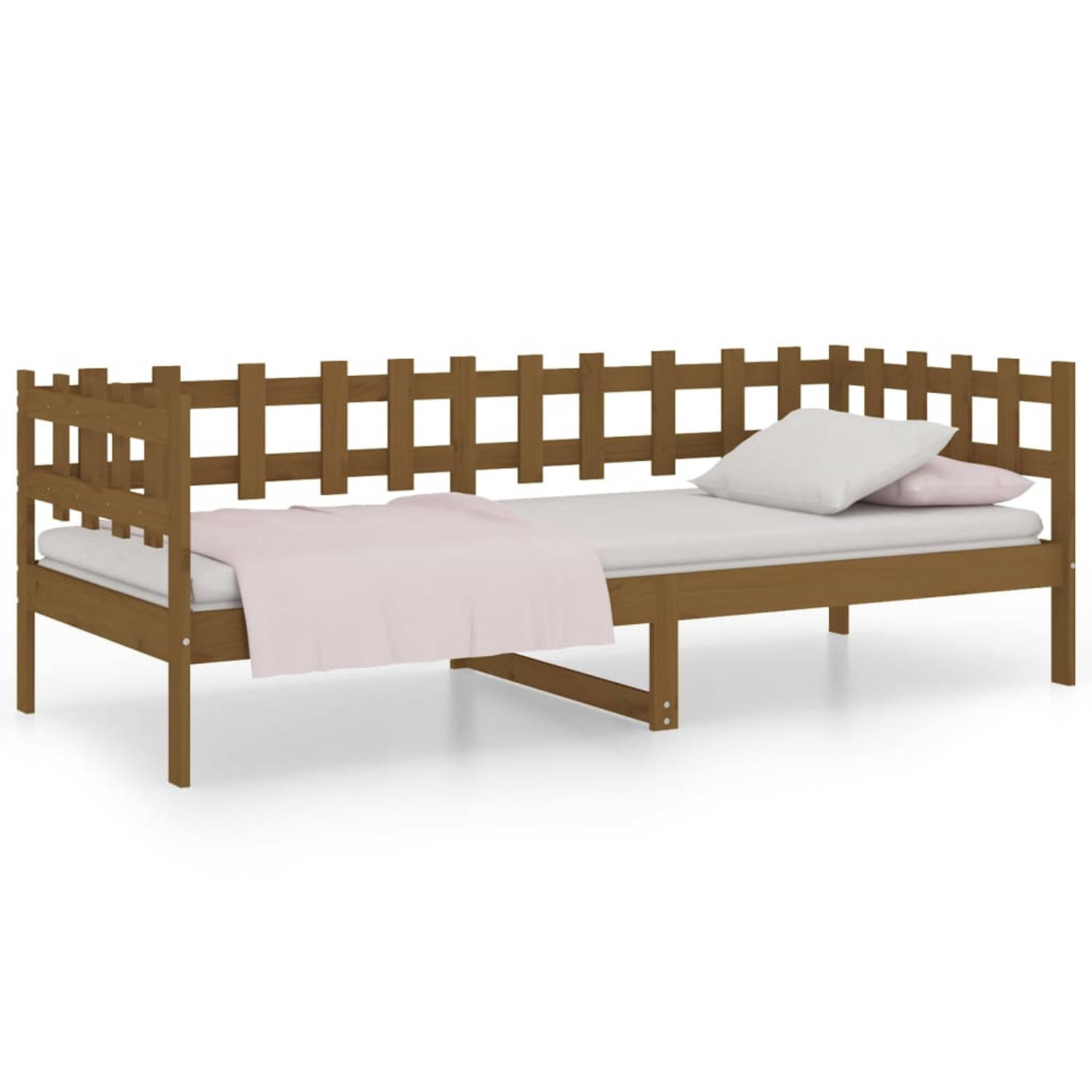 The Living Store Slaapbank 90x200 cm massief grenenhout honingbruin - Slaapbank - Slaapbanken - Bedbank - Bed - Bedframe - Houten Bedframe - Bedbodem - Logeerbed - Slaapmeubel - Le