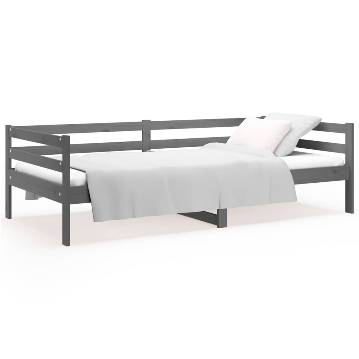 The Living Store Slaapbank 80x200 cm massief grenenhout grijs - Slaapbank - Slaapbanken - Bedbank - Bed - Bedframe - Houten Bedframe - Bedbodem - Logeerbed - Slaapmeubel - Ledikant