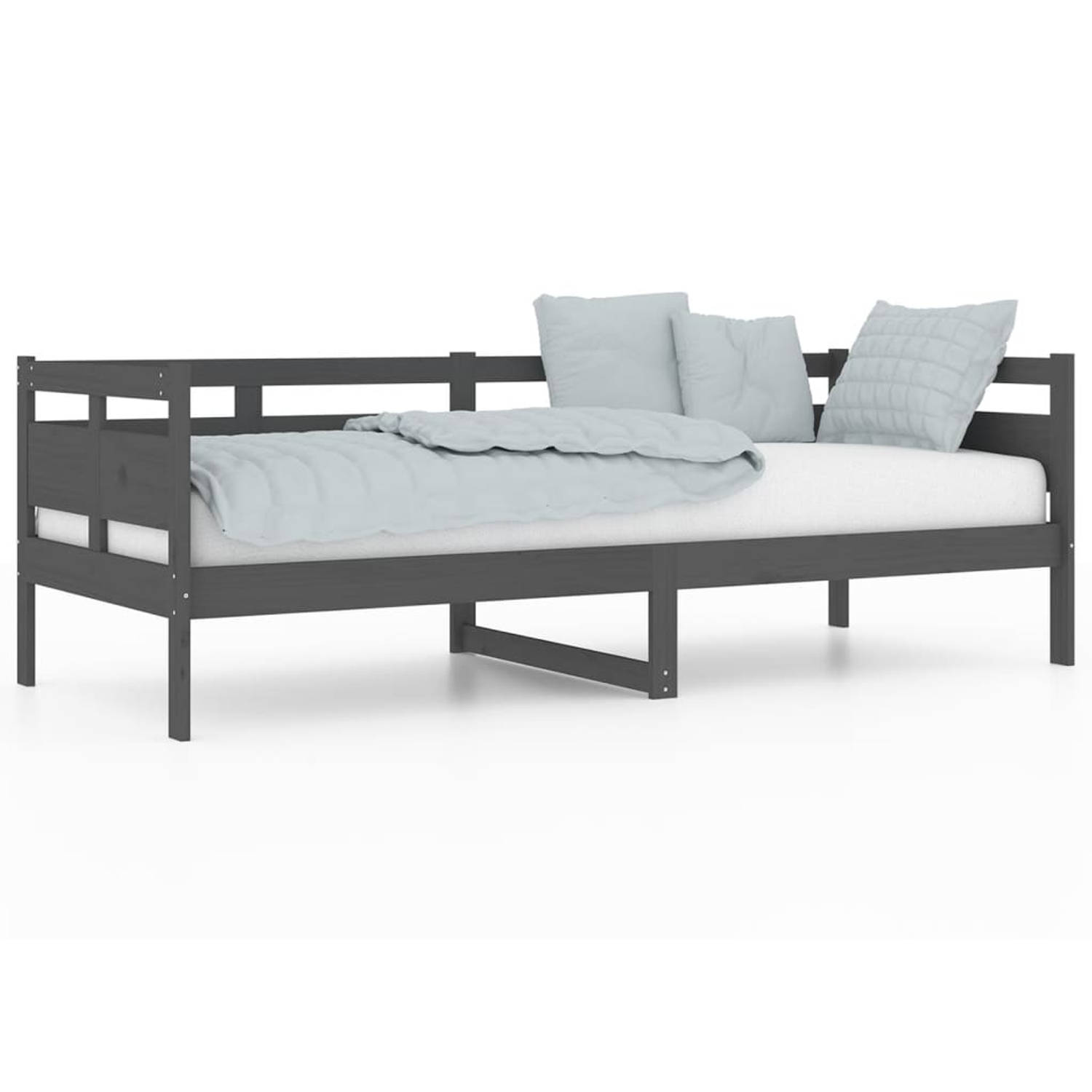 The Living Store Slaapbank massief grenenhout grijs 80x200 cm - Slaapbank - Slaapbanken - Bedbank - Bed - Bedframe - Houten Bedframe - Bedbodem - Slaapmeubel - Ledikant - Bedbanken