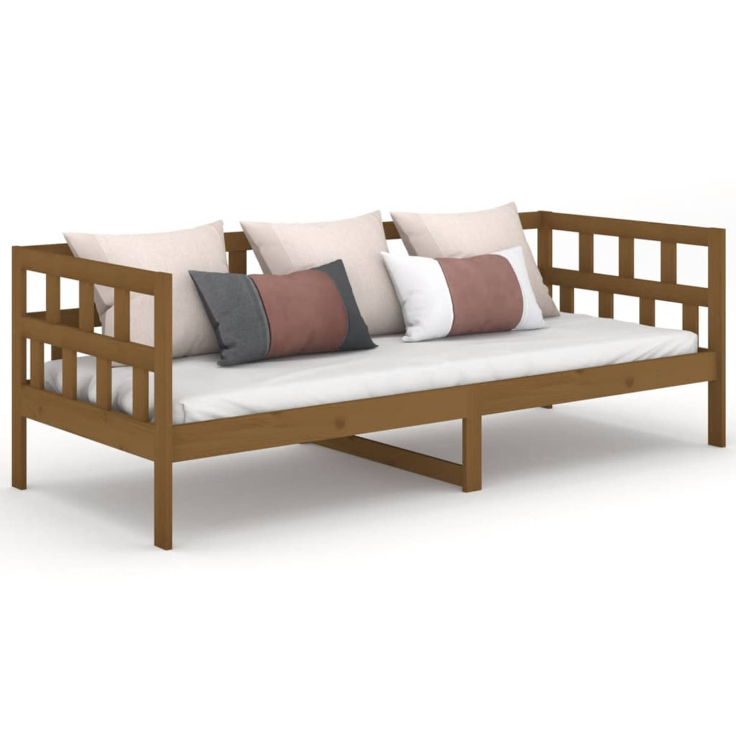 The Living Store Slaapbank massief grenenhout honingbruin 90x200 cm - Slaapbank - Slaapbanken - Bedbank - Bed - Bedframe - Houten Bedframe - Bedbodem - Logeerbed - Slaapmeubel - Le