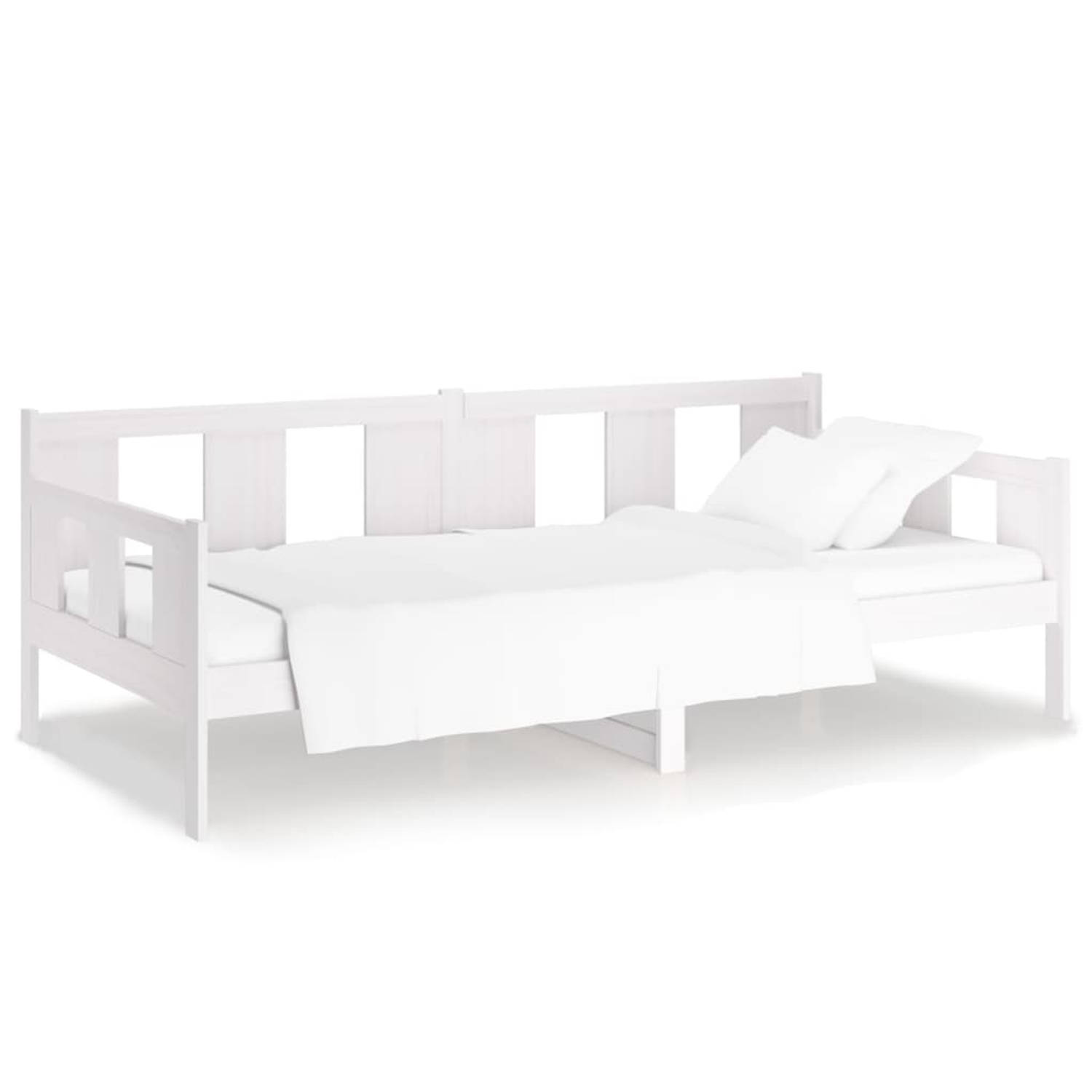 The Living Store Slaapbank massief grenenhout wit 80x200 cm - Slaapbank - Slaapbanken - Bedbank - Bed - Bedframe - Houten Bedframe - Bedbodem - Logeerbed - Slaapmeubel - Ledikant -