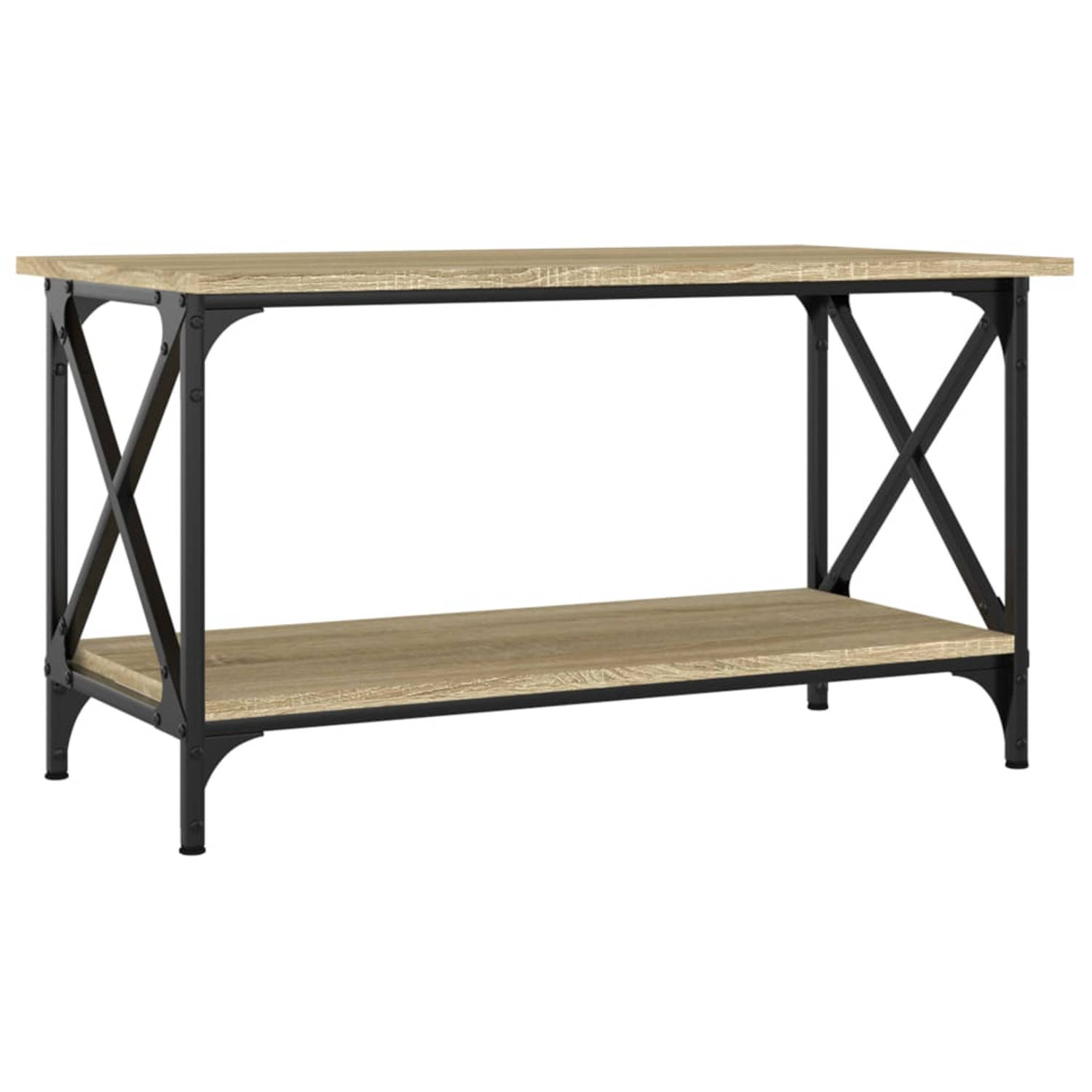 The Living Store Salontafel Sonoma Eiken - Hout - IJzer - 80x45x45cm