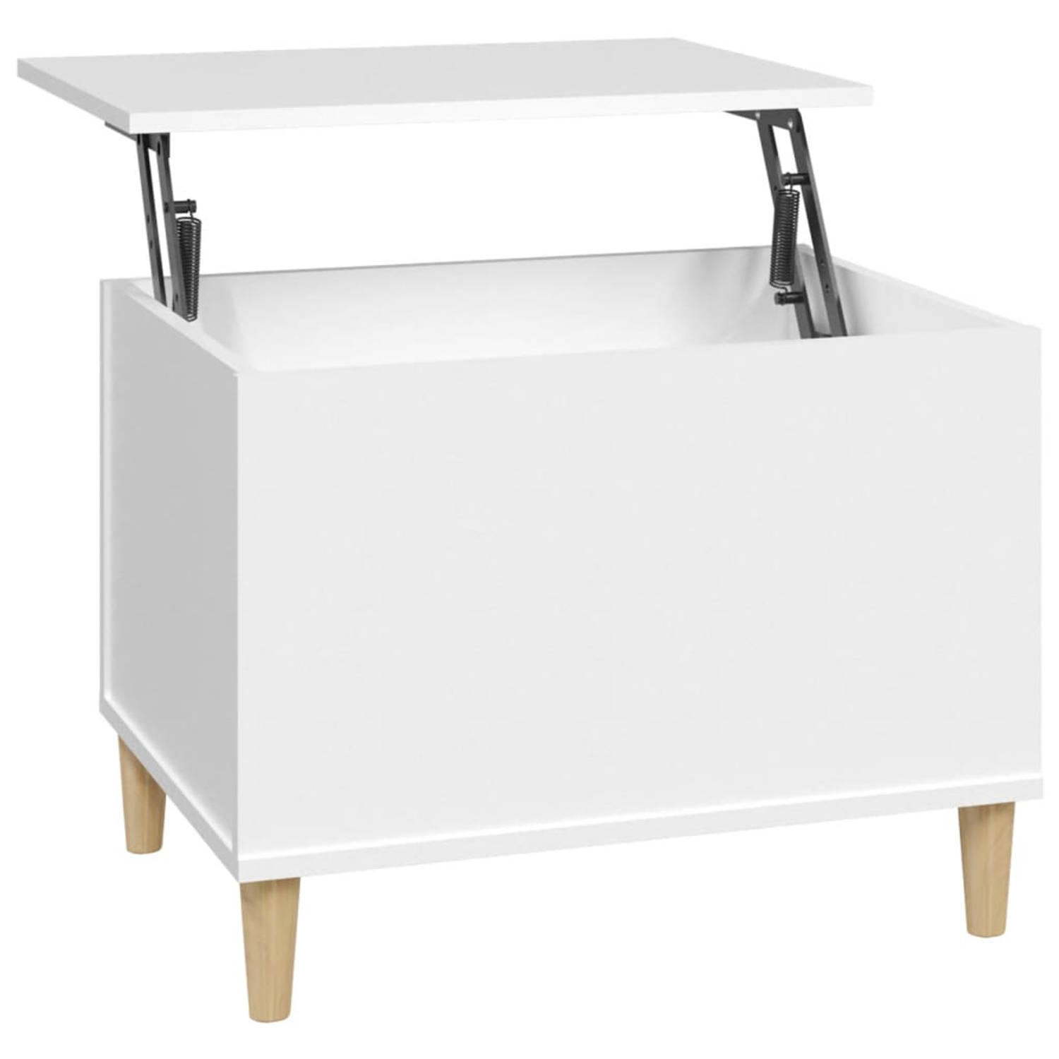 The Living Store Salontafel Lift Top - Eucalyptushout - 60 x 44.5 x 45 cm - Wit