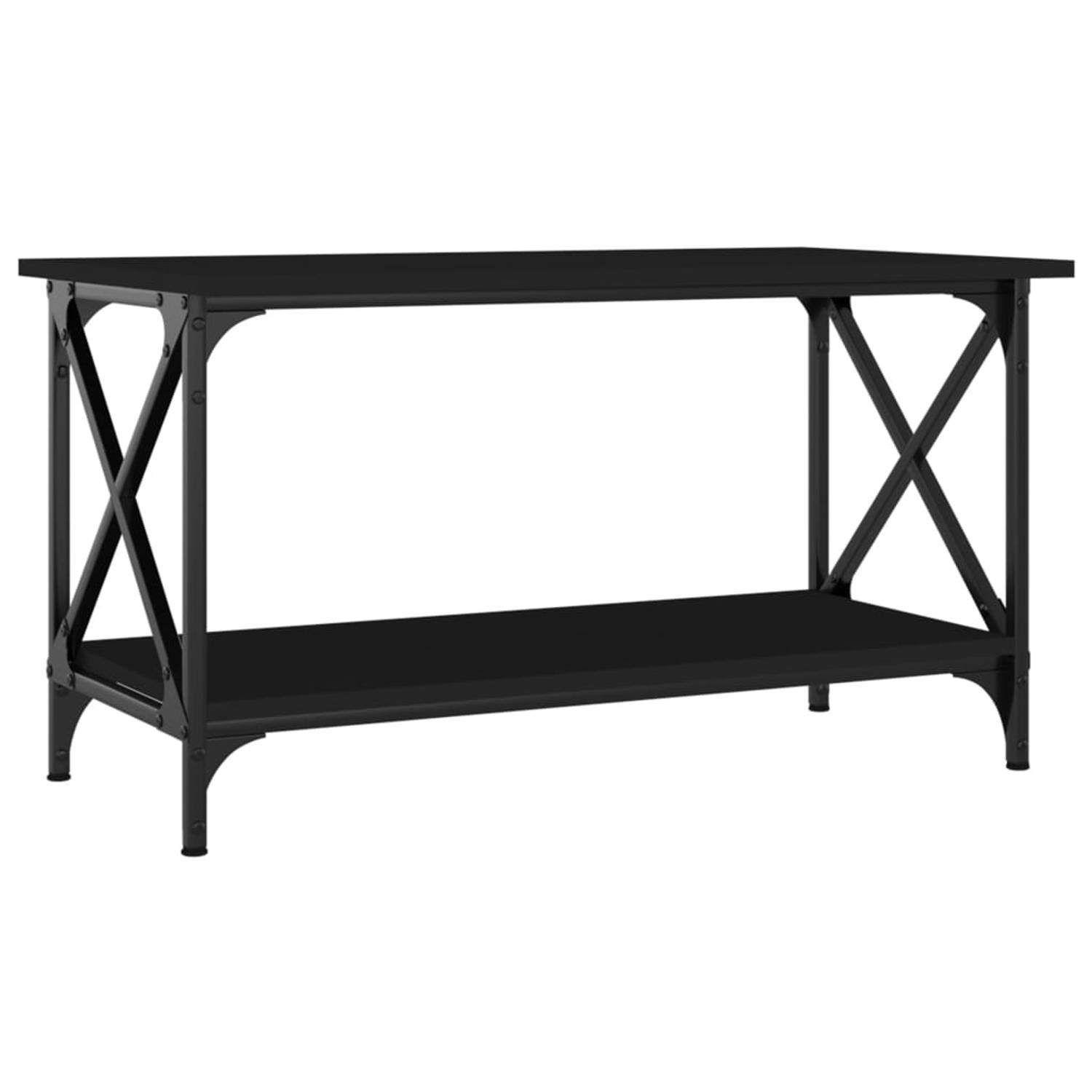 The Living Store Salontafel - Klassieke zwarte bijzettafel - 80 x 45 x 45 cm (LxBxH) - Stevig houten tafelblad
