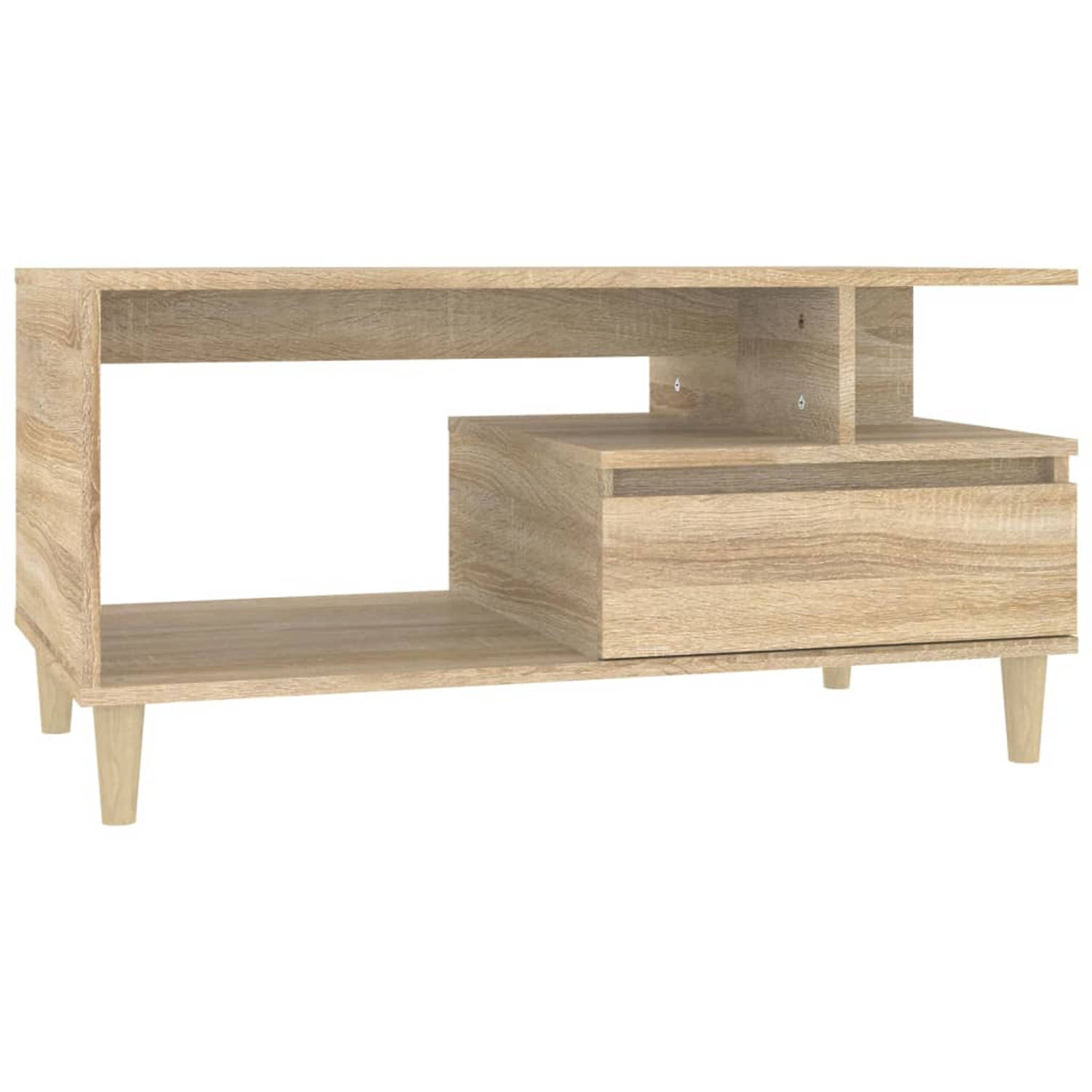 The Living Store Salontafel - Sonoma eiken - 90 x 49 x 45 cm - Duurzaam bewerkt hout - Met opbergruimte