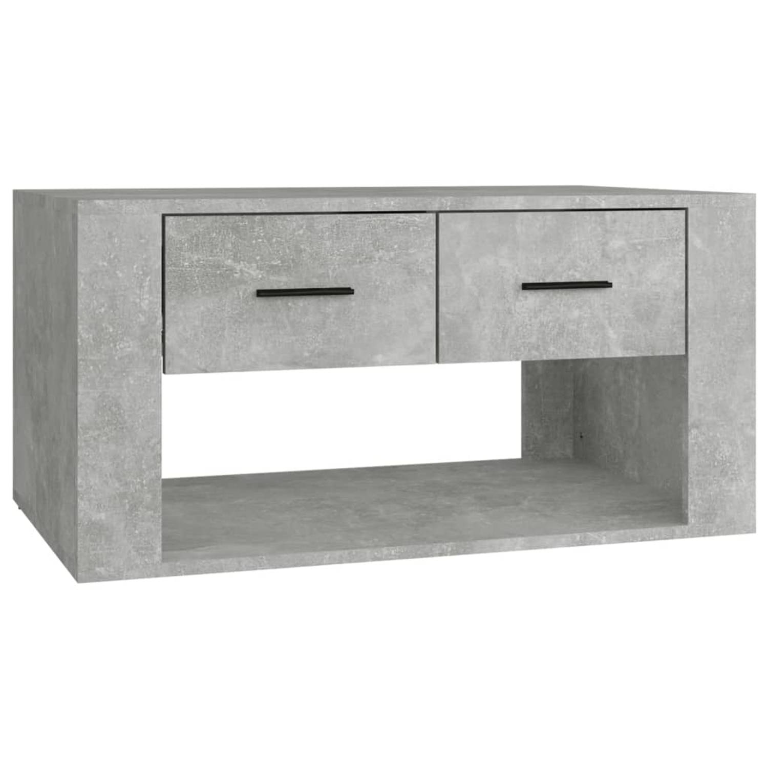 The Living Store Salontafel - Betongrijs - 80 x 50 x 40 cm - Duurzaam hout