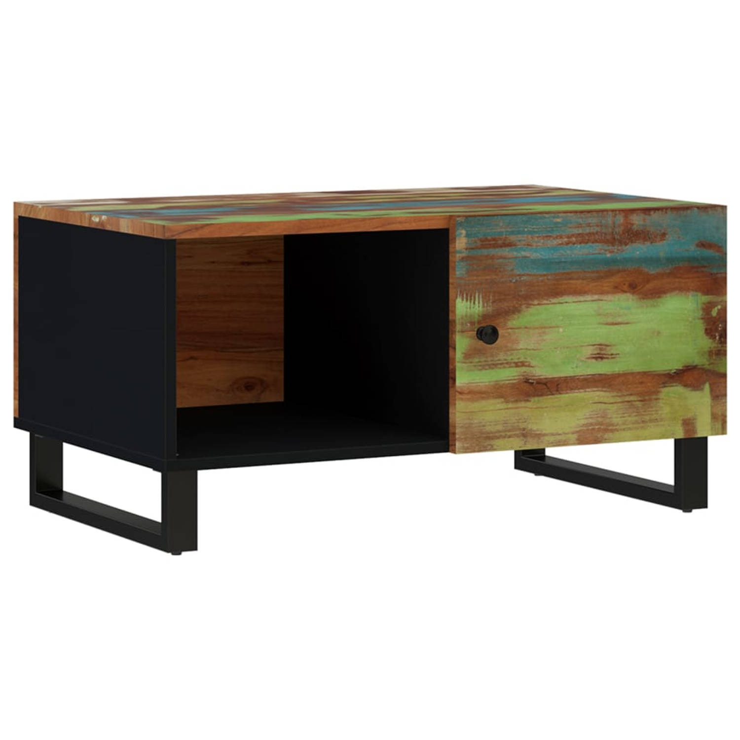 The Living Store Salontafel - Massief gerecycled hout - Multicolor - 80 x 50 x 40 cm
