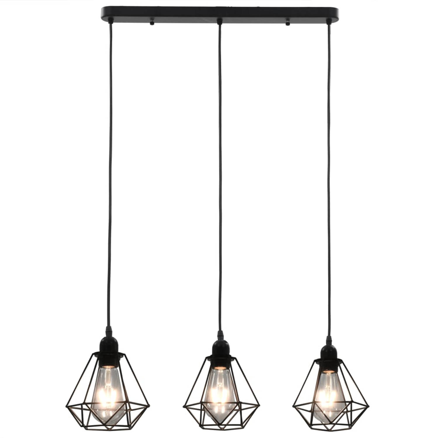 The Living Store Plafondlamp Modern Metal 60 x 100 cm In hoogte verstelbaar Kleur- zwart Materiaal- 