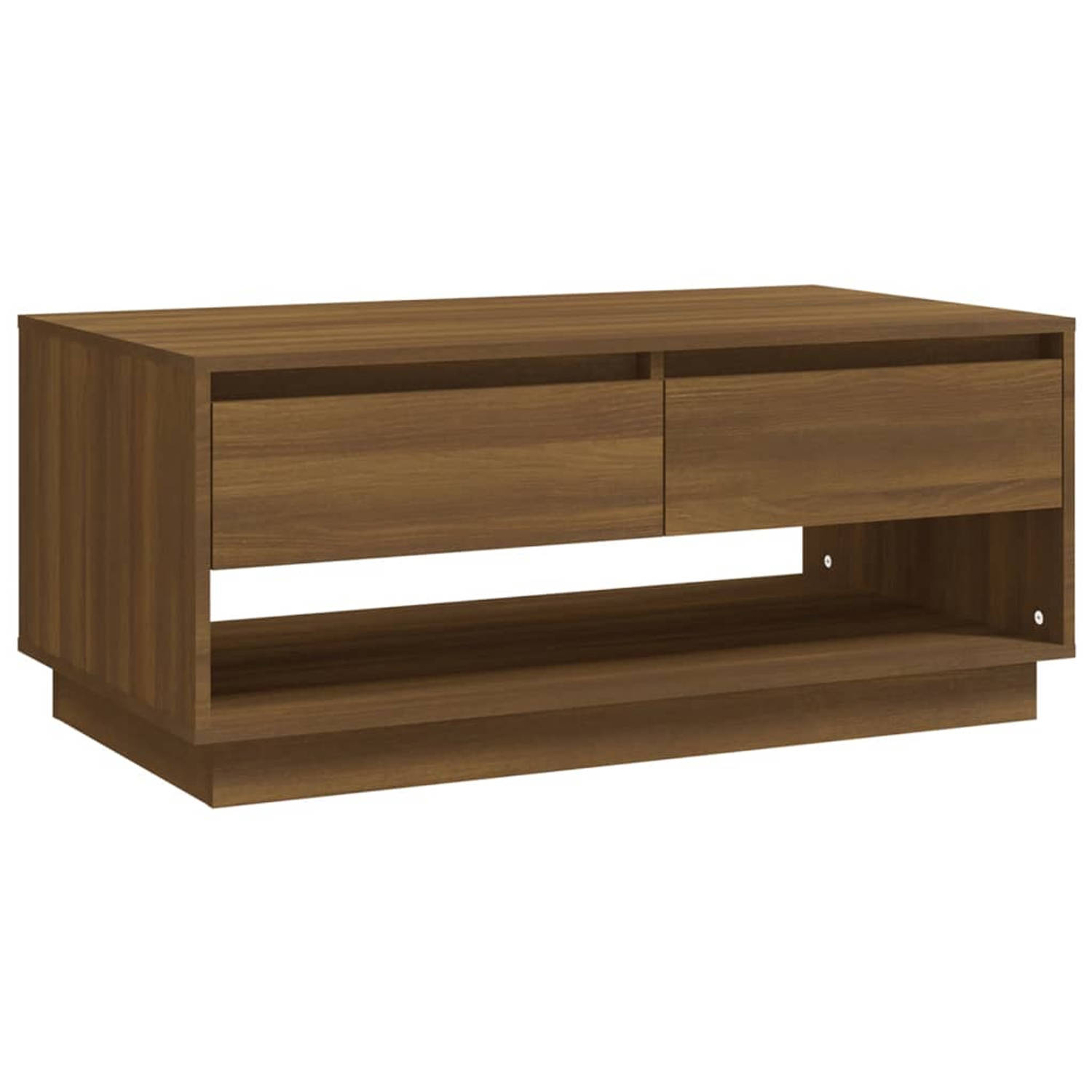 The Living Store Banktafel - bruineiken - 102.5 x 55 x 44 cm - met lades