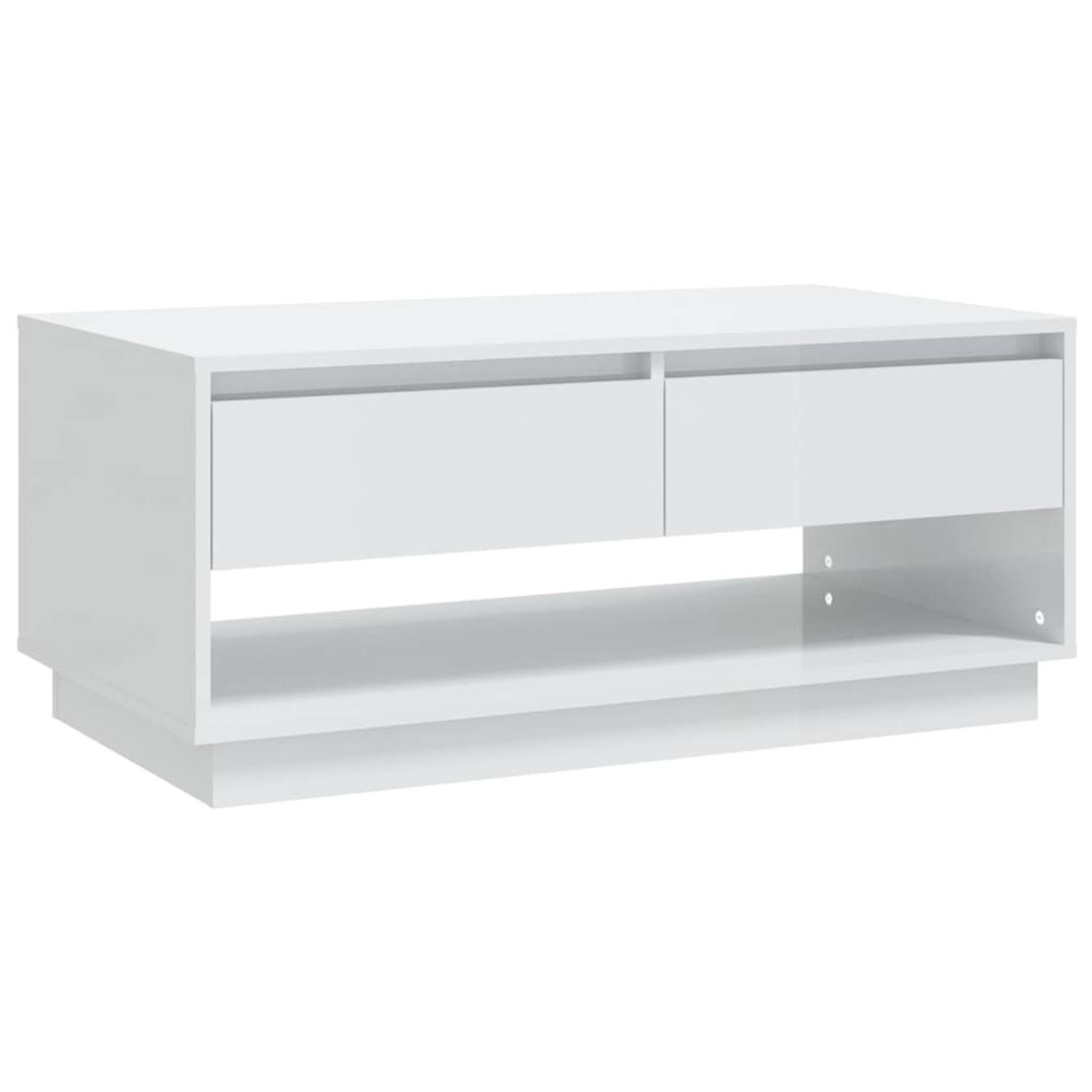 The Living Store Salontafel - Banktafel - 102.5 x 55 x 44 cm - hoogglans wit