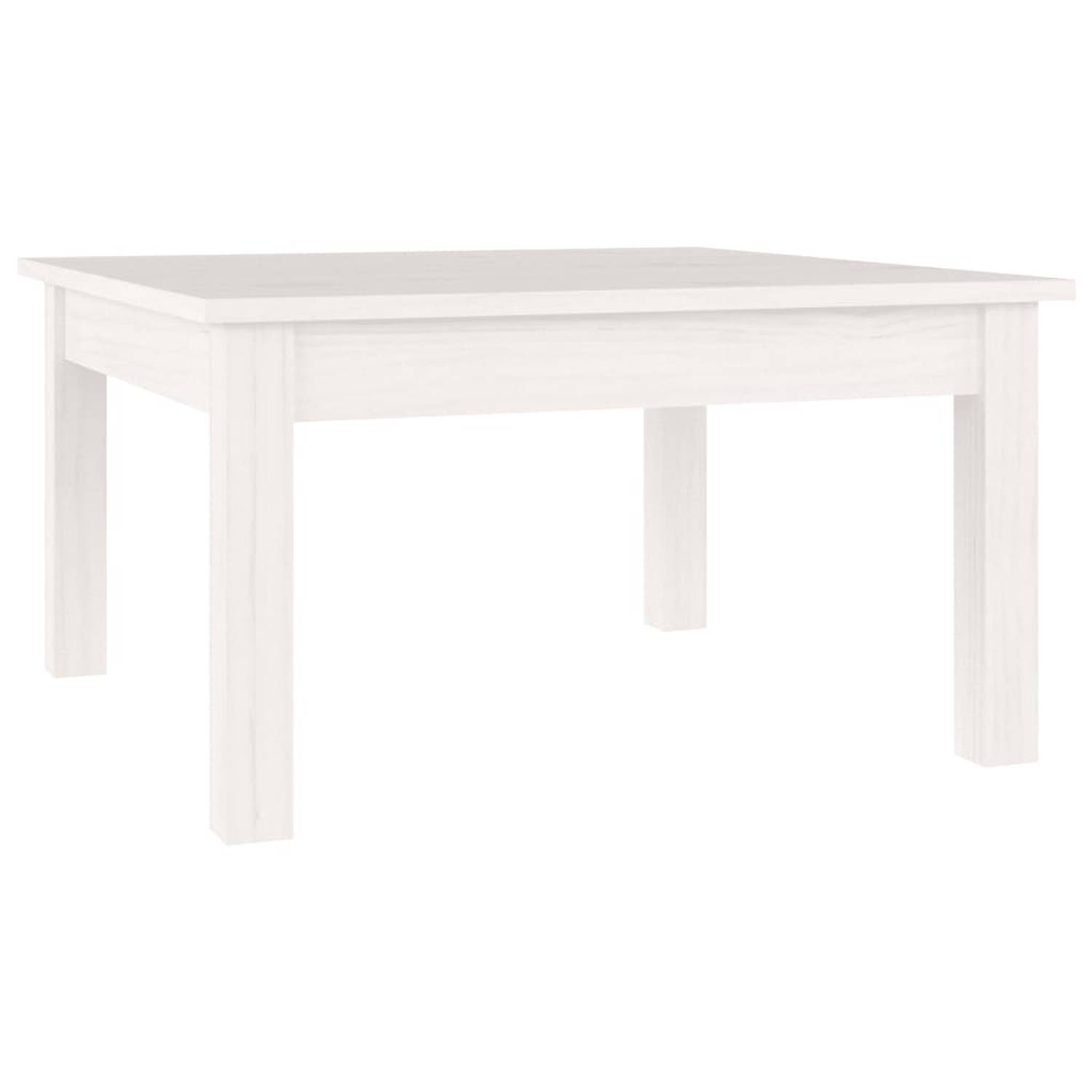 The Living Store Houten Salontafel - Wit - 55 x 55 x 30 cm - Massief Grenenhout