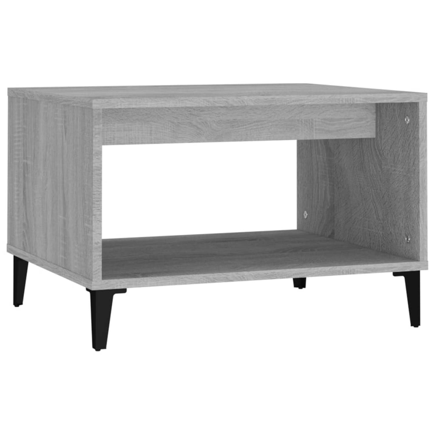 The Living Store Salontafel Grijs Sonoma Eiken - 60 x 50 x 40 cm - Hoge Kwaliteit Hout en Metaal