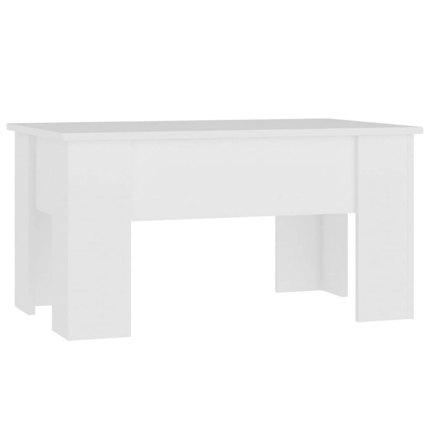 The Living Store Salontafel - Lift-top ontwerp - Opbergoplossing - Eenvoudig te reinigen - Veelzijdige tafel - Wit - Bewerkt hout - 79 x 49 x 41 cm - Montage vereist
