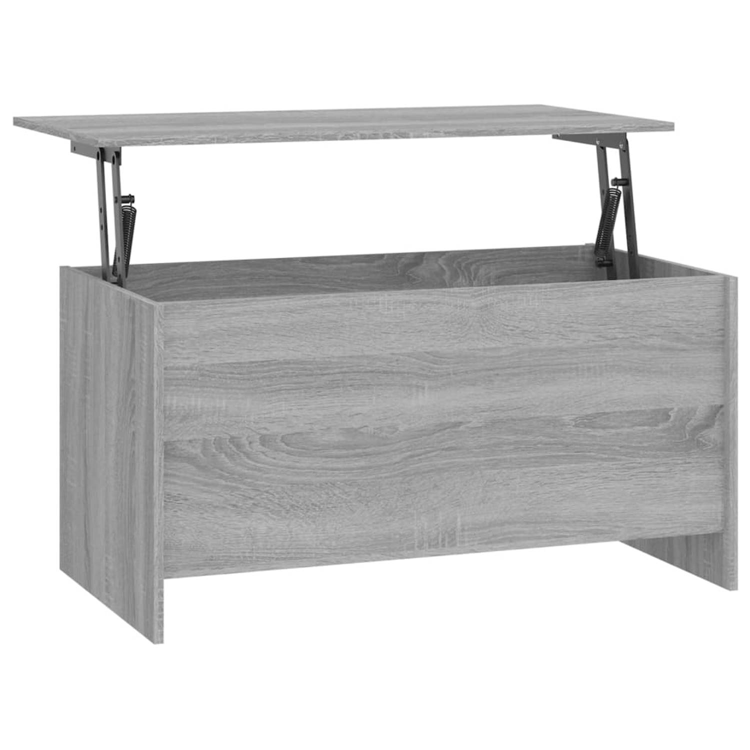 The Living Store Salontafel Lift-Top Grijs Sonoma Eiken - 102 x 55.5 x 52.5 cm - Met opbergvak en veelzijdig gebruik - Bewerkt hout - Montage vereist