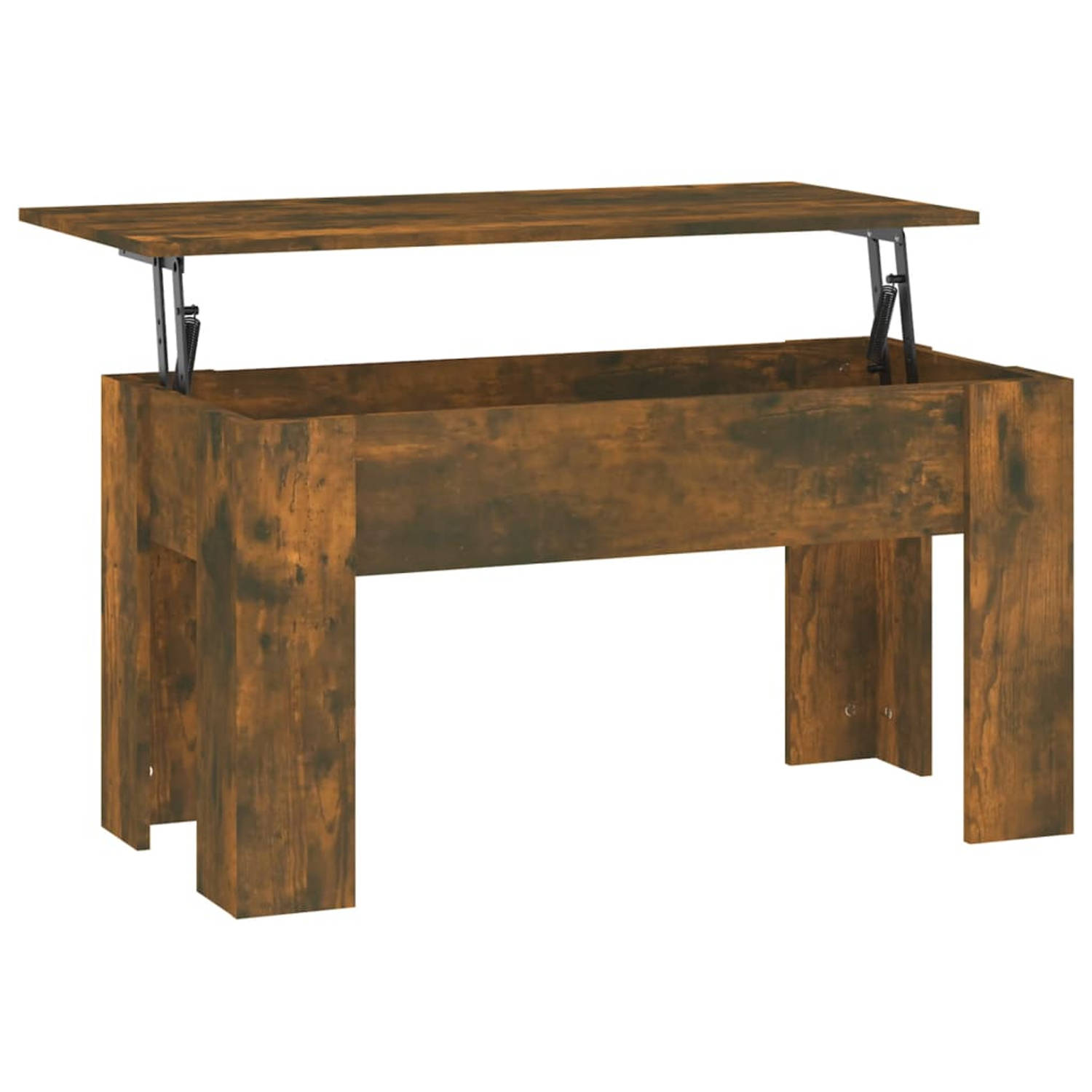 The Living Store Lift-Top Salontafel - Gerookt Eiken - 101 x 49 x 52 cm