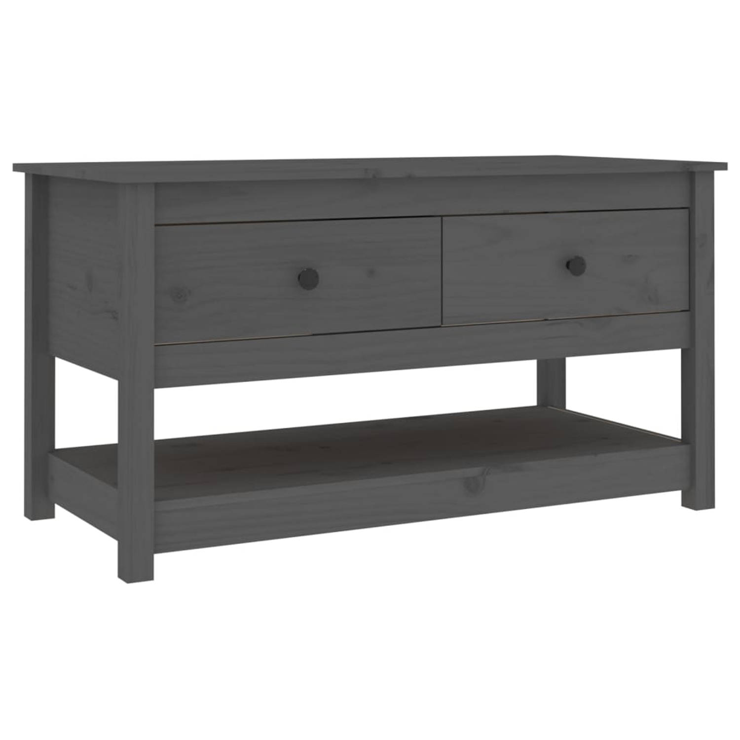 The Living Store Salontafel Grenenhout - Grijs - 102x49x55 cm