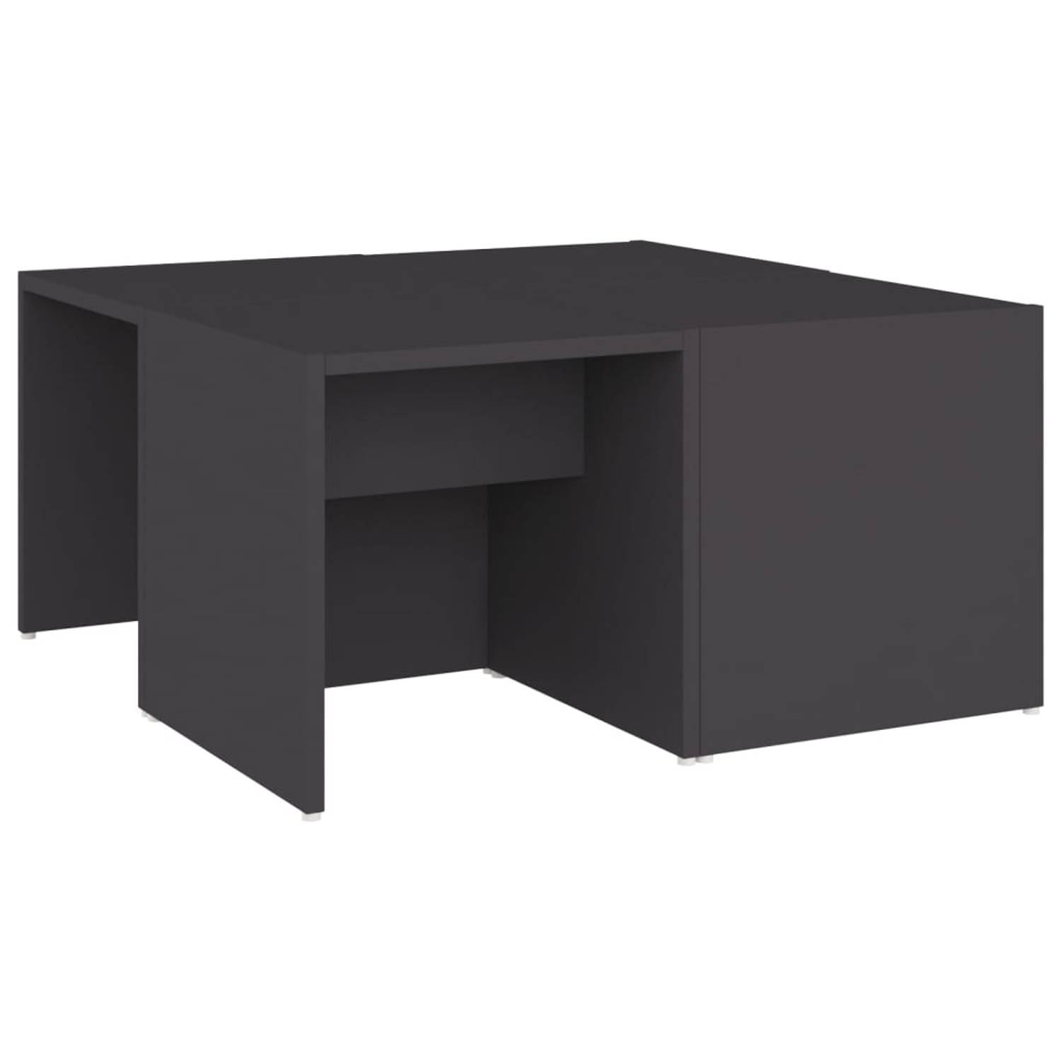 The Living Store Salontafelset - Trendy - Kleur- grijs - Materiaal- spaanplaat - Afmeting- 66 x 66 x 33 cm - Inclusief 4 tafels