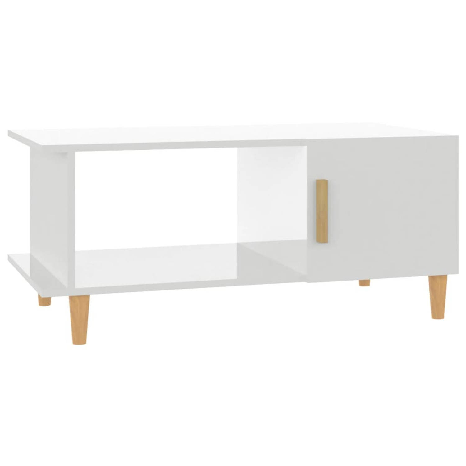 The Living Store Salontafel Hoogglans wit 90 x 50 x 40 cm -steve opbergvak minimalistisch design
