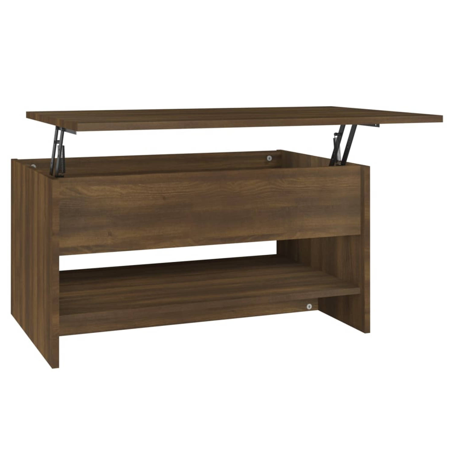 The Living Store Salontafel Bruineiken - Hout - 80 x 50 x 40 cm (L x B x H) - Verborgen opbergruimte