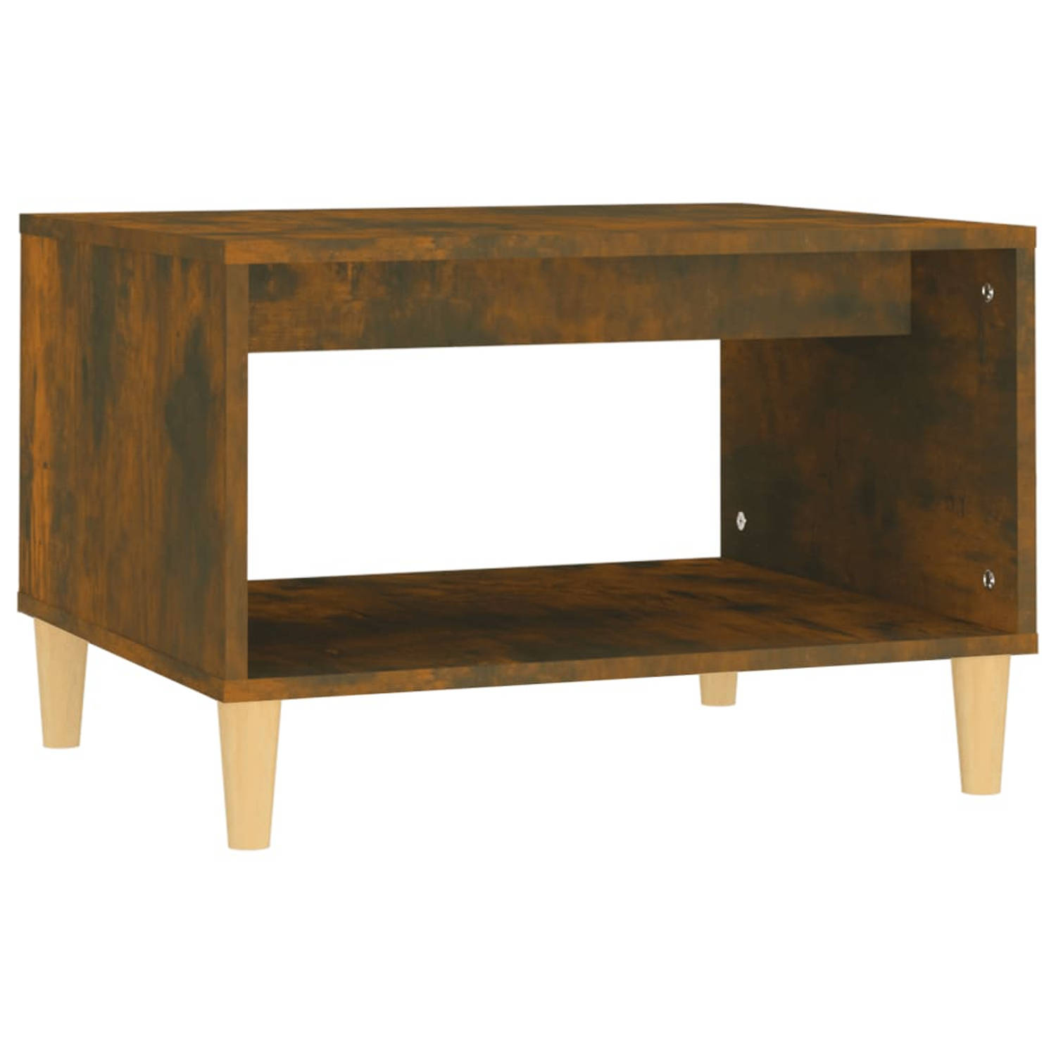 The Living Store Salontafel - Salontafel - 60x50x40 cm - Gerookt eiken hout