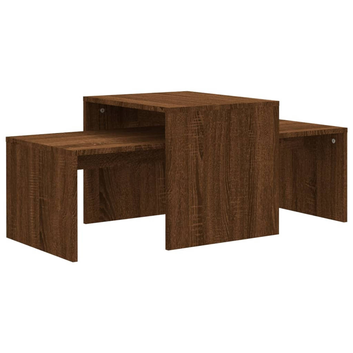 The Living Store Salontafelset - Bruineiken - Hout - 100 x 48 x 40 cm - Modern design