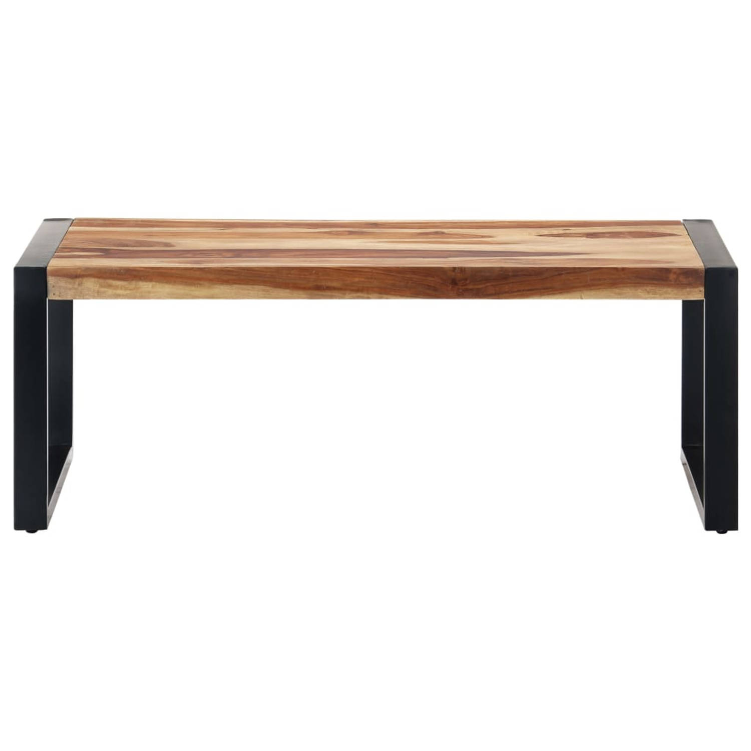 The Living Store Salontafel Sheeshamhout - 110x60x40 cm - Natuurlijke houtkleur en zwart