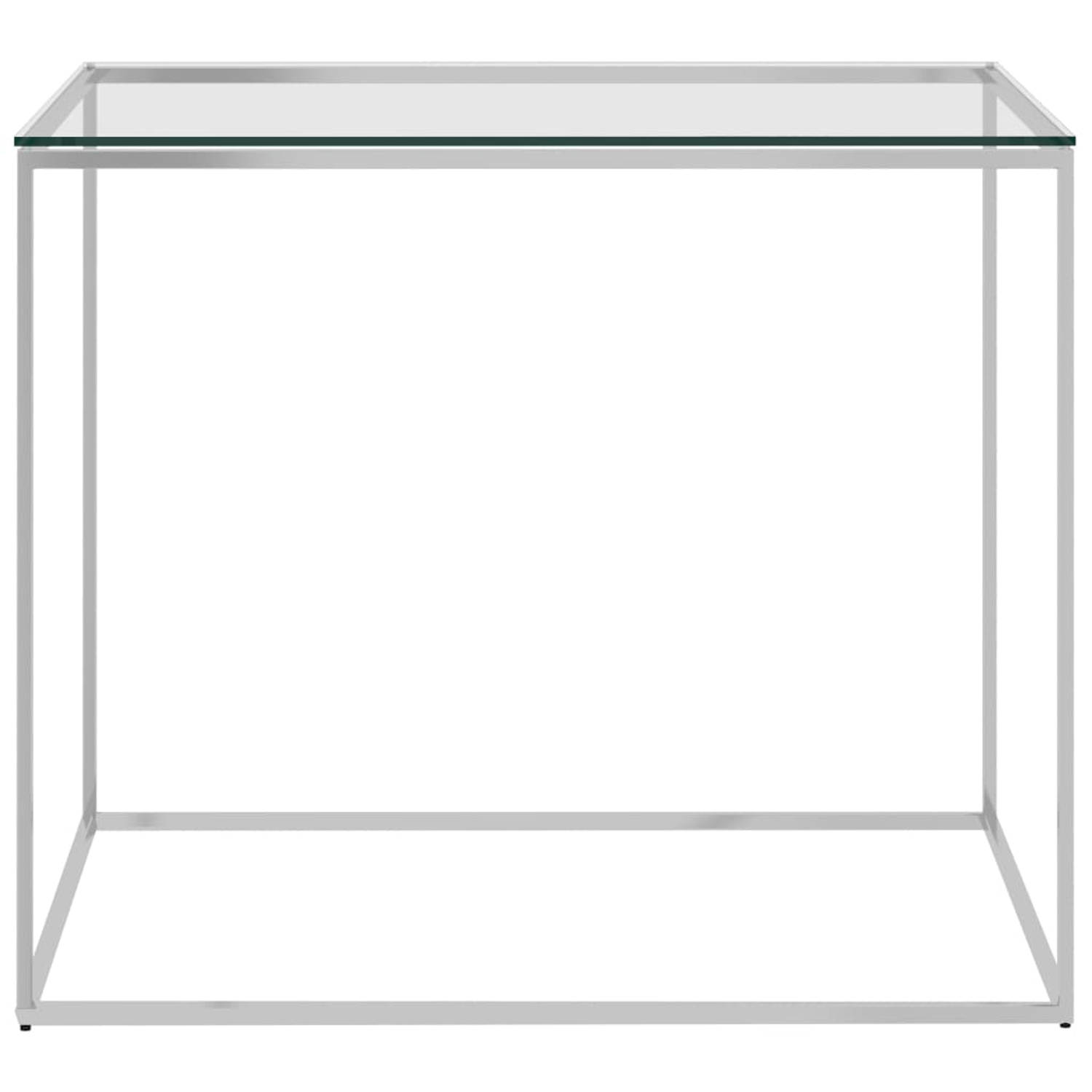 The Living Store Salontafel - RVS en glas - 50 x 50 x 43 cm - Duurzaam