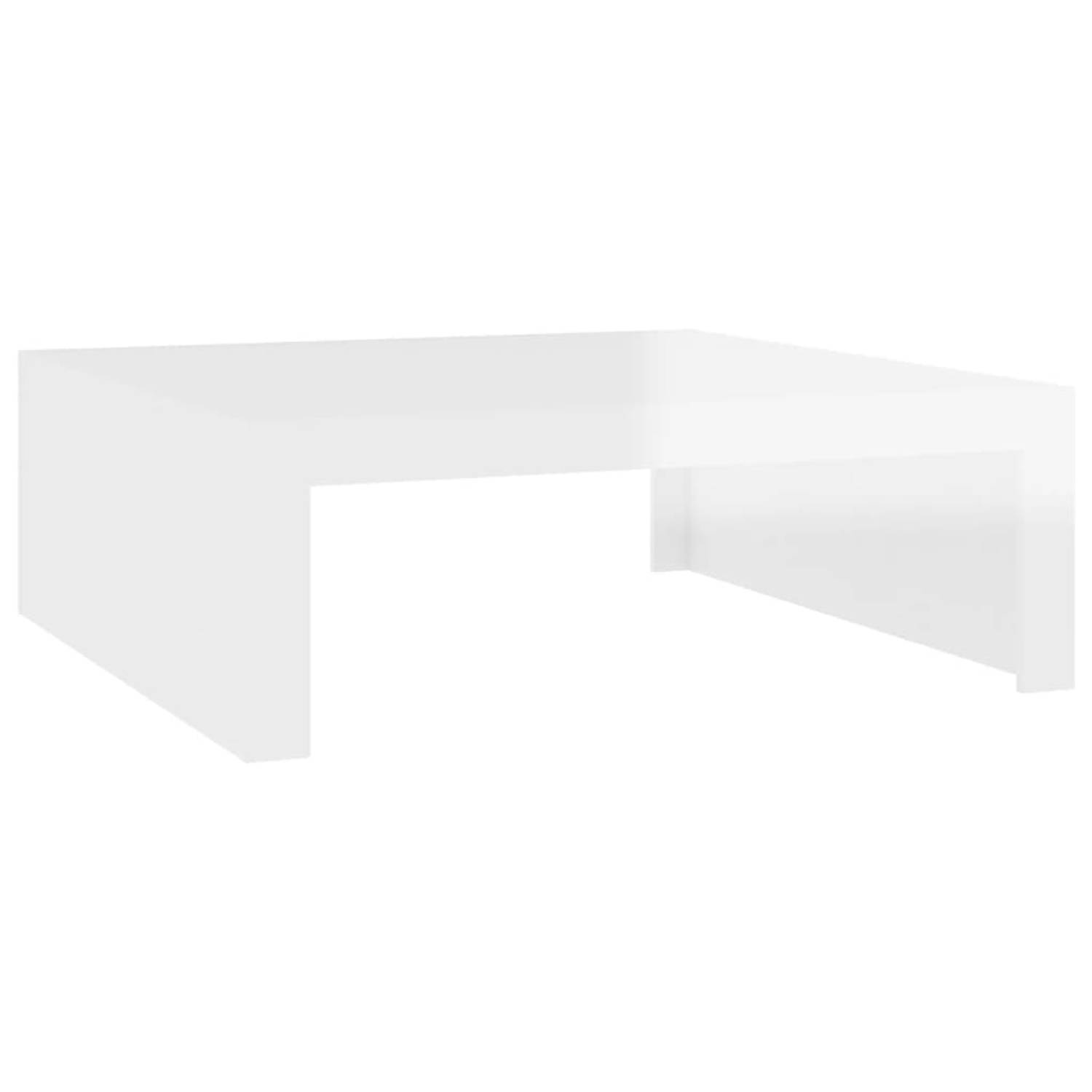 The Living Store Salontafel Hoogglans Wit 100x100x35 cm - Spaanplaat