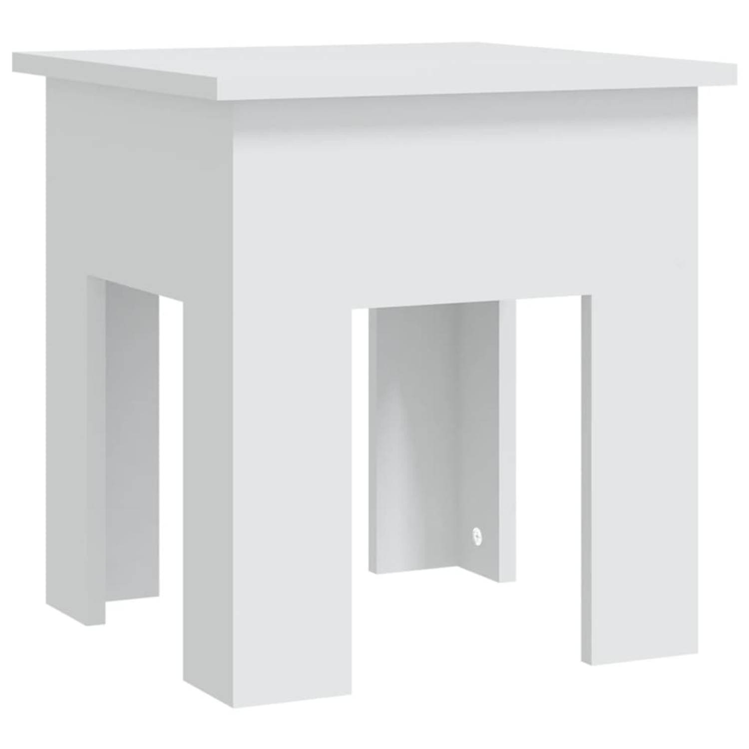 The Living Store Banktafel - Modern - Afmetingen- 40 x 40 x 42 cm - Kleur- wit - Materiaal- spaanplaat