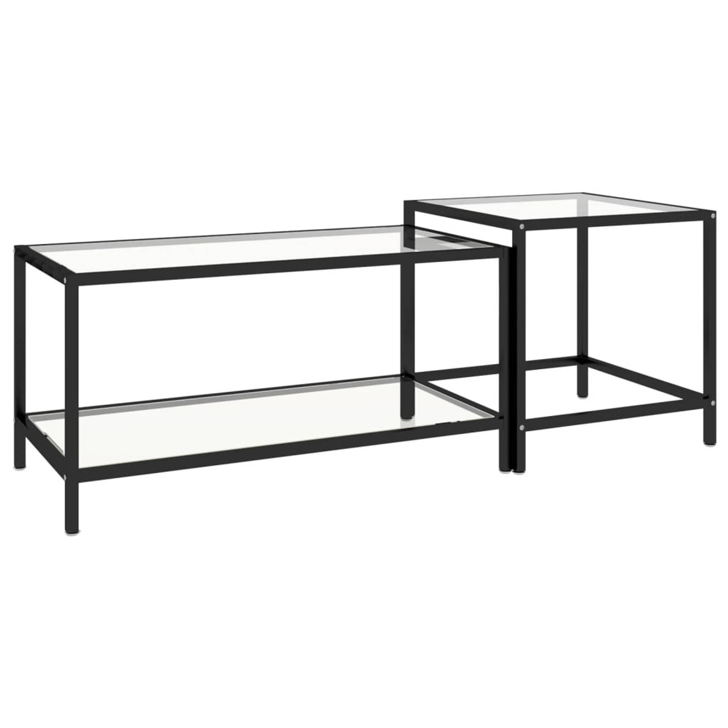 The Living Store Salontafelset - Glas/Staal - 90x45x45cm + 50x50x50cm