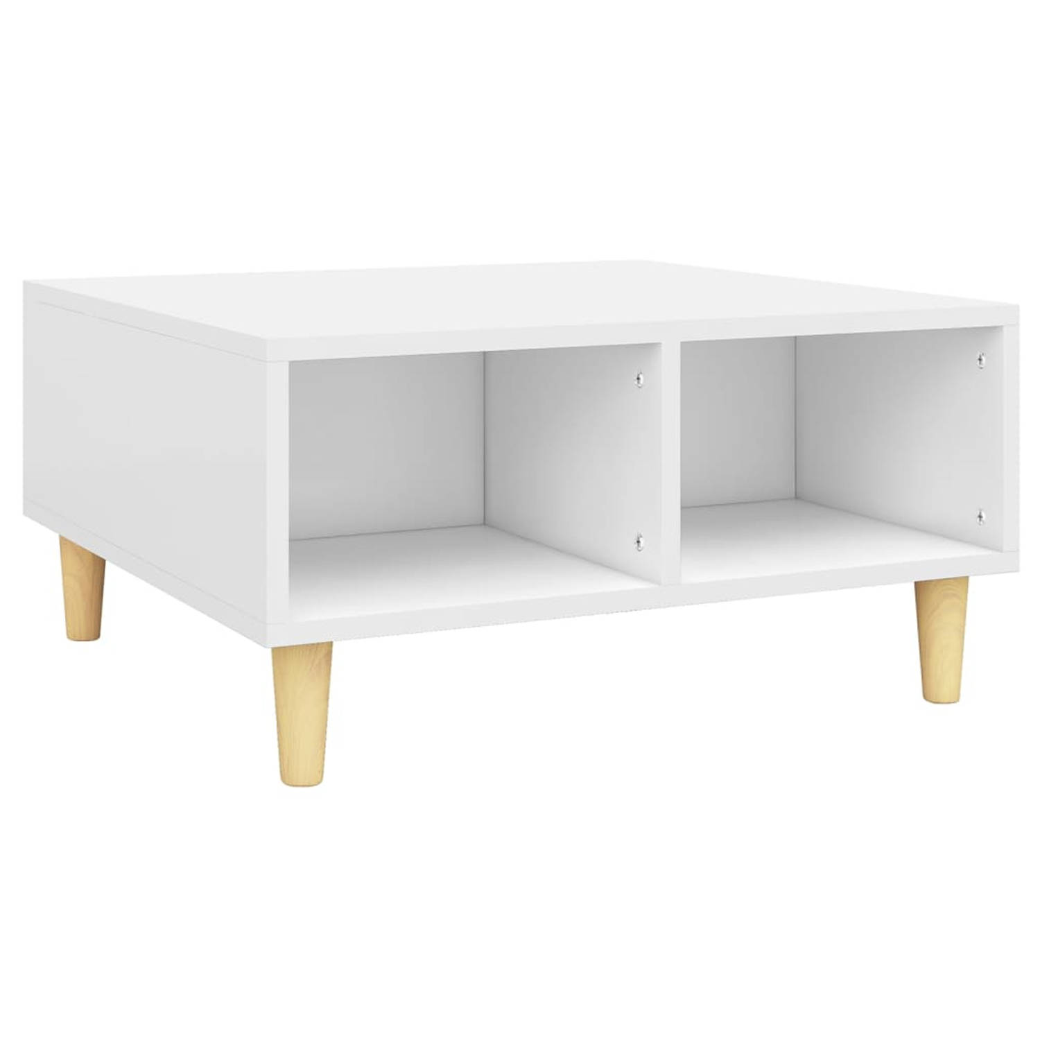 The Living Store Salontafel Scandinavische Stijl - 60 x 60 x 30 cm - Opbergschappen