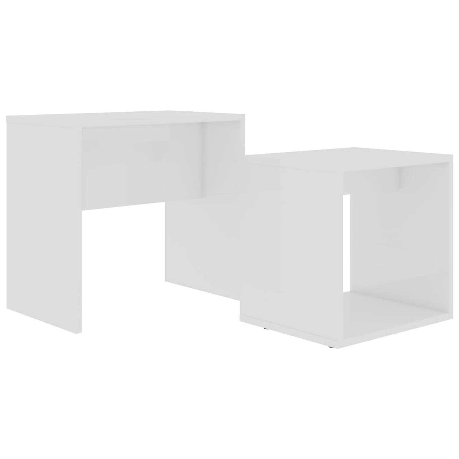 The Living Store Tafeltjesset 2-delig - Wit - Gemaakt van bewerkt hout - Afmetingen- 48 x 30 x 45 cm (L x B x H) - Ruimtebesparend