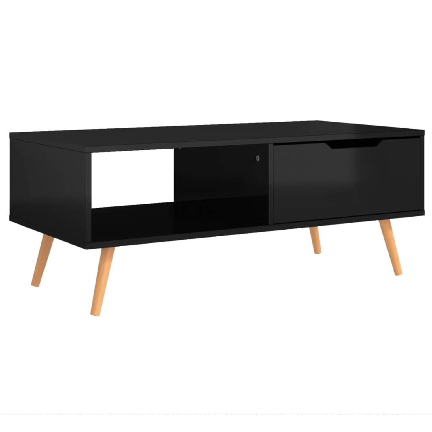 The Living Store Salontafel Hoogglans zwart 100 x 49.5 x 43 cm Spaanplaat