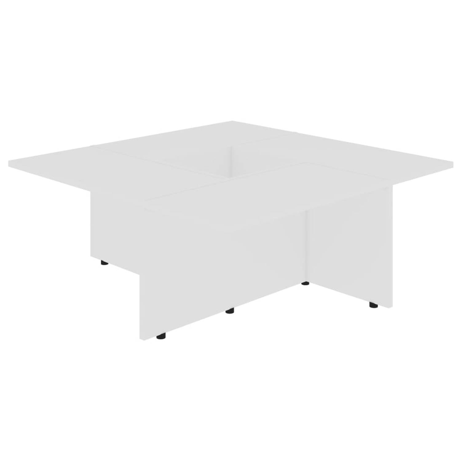 The Living Store Salontafel Modern - Hout - 79.5 x 79.5 x 30 cm - Wit