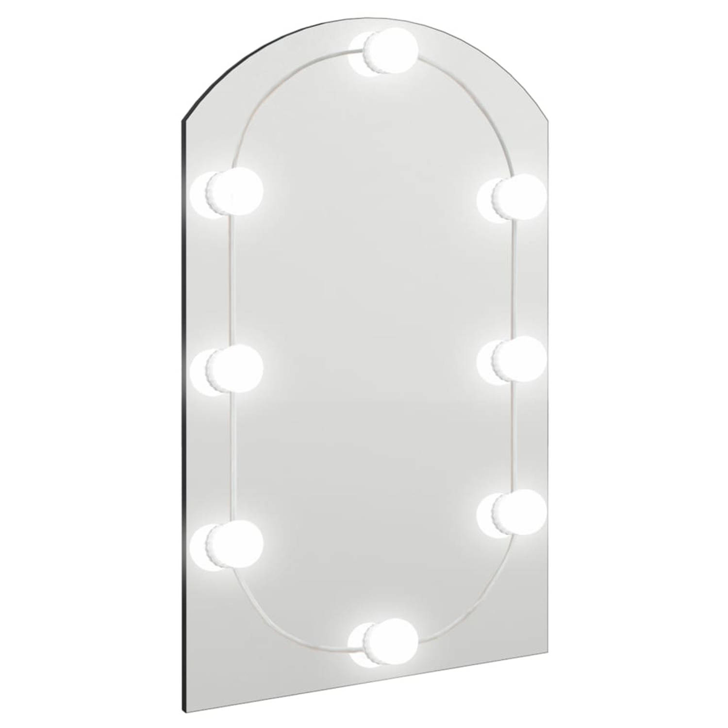 The Living Store Spiegel met LED-verlichting - Wand-gemonteerde make-up spiegel - 60 x 40 cm - USB-interface - Verschillende kleurmodi - Mat glas - 8 LED-lampen - 150 cm kabel - 5