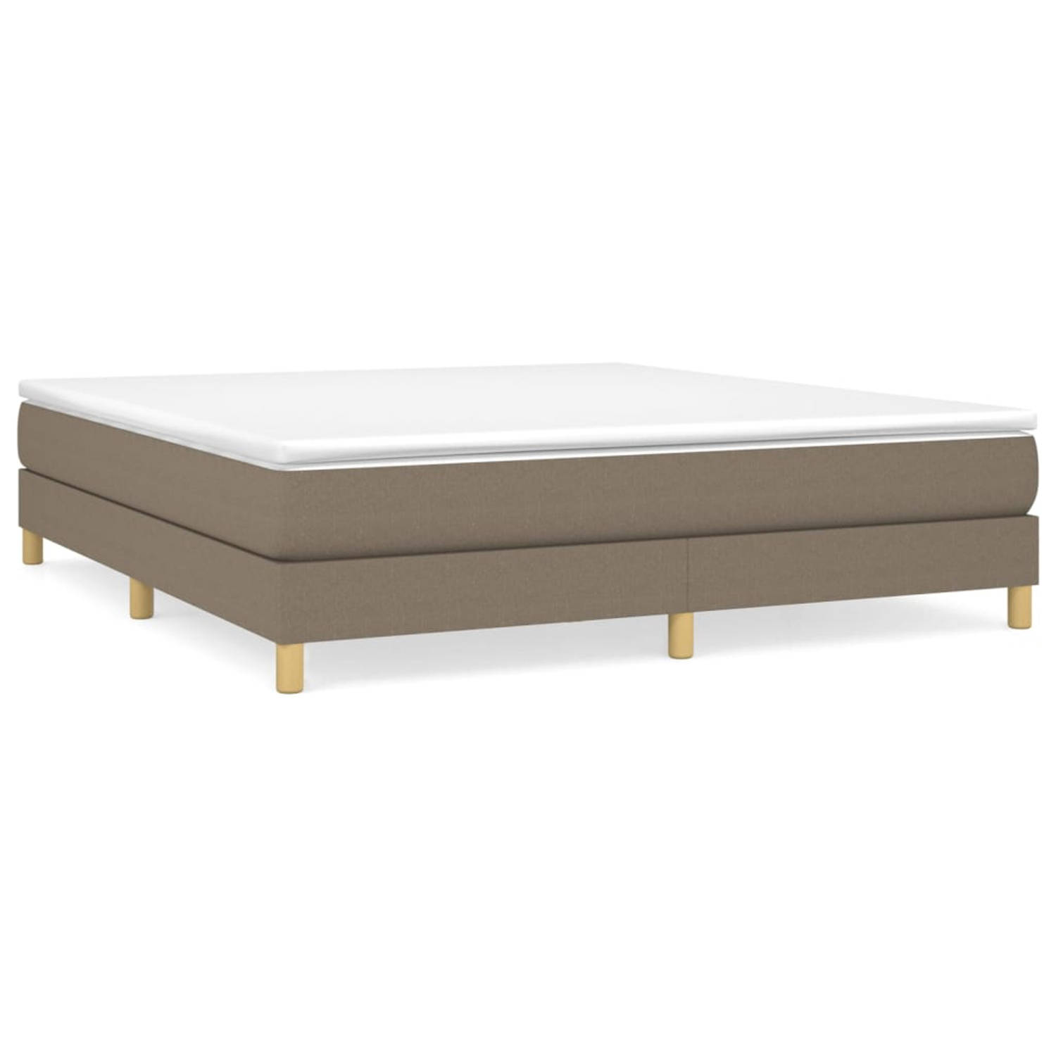 The Living Store Boxspringbed - Luxe - Bedframe - 203 x 160 x 25 cm - Taupe - Pocketvering matras - Middelharde ondersteuning - Huidvriendelijk topmatras - Multiplex lattenbodem -