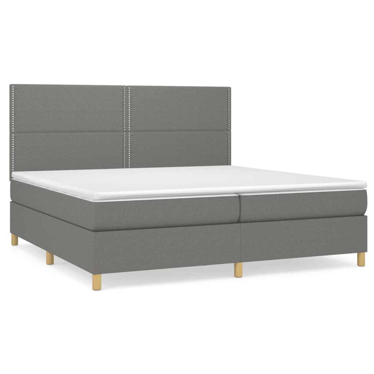 The Living Store Boxspring met matras stof donkergrijs 200x200 cm - Boxspring - Boxsprings - Bed - Slaapmeubel - Boxspringbed - Boxspring Bed - Tweepersoonsbed - Bed Met Matras - B