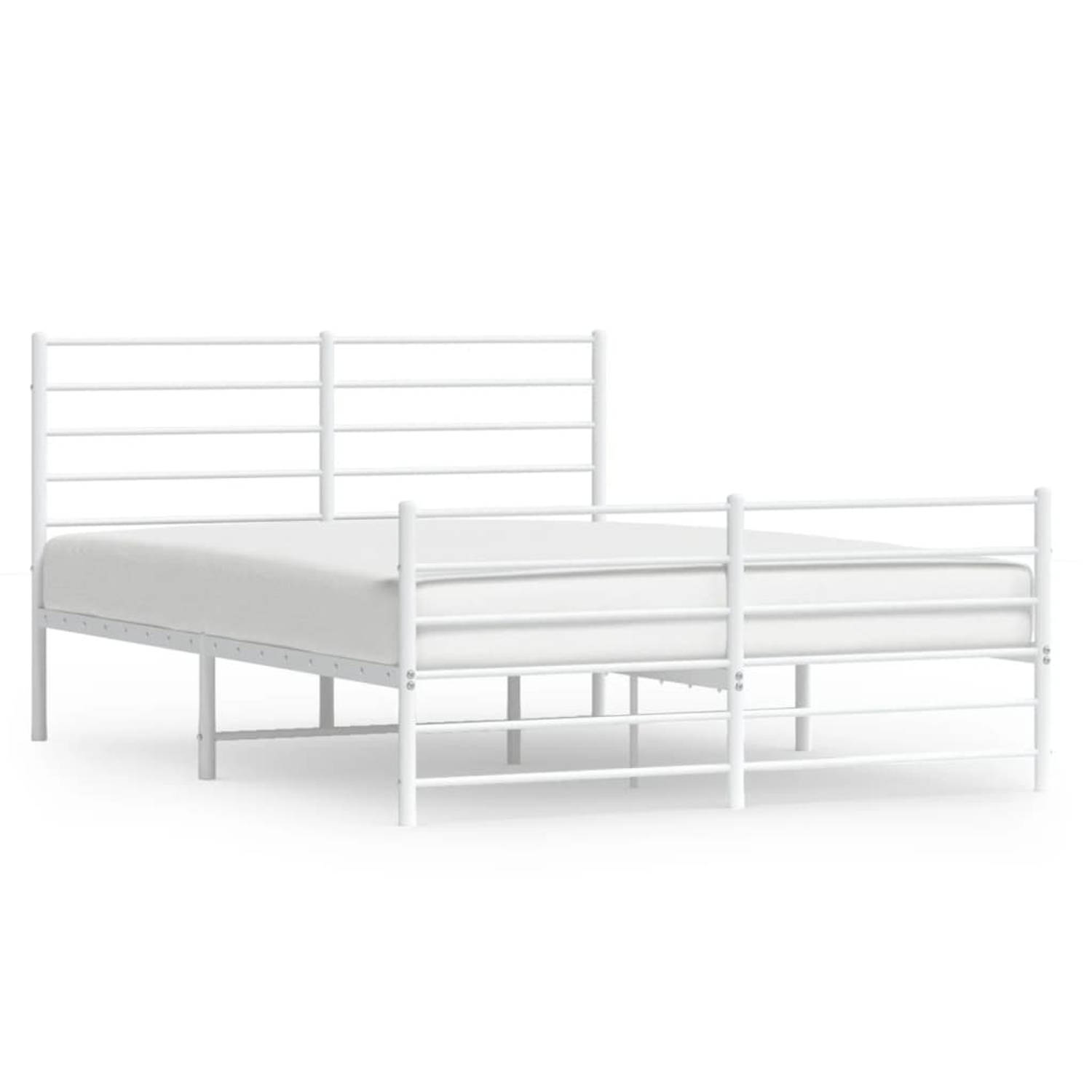 The Living Store Bedframe met hoofd- en voeteneinde metaal wit 160x200 cm - Bed